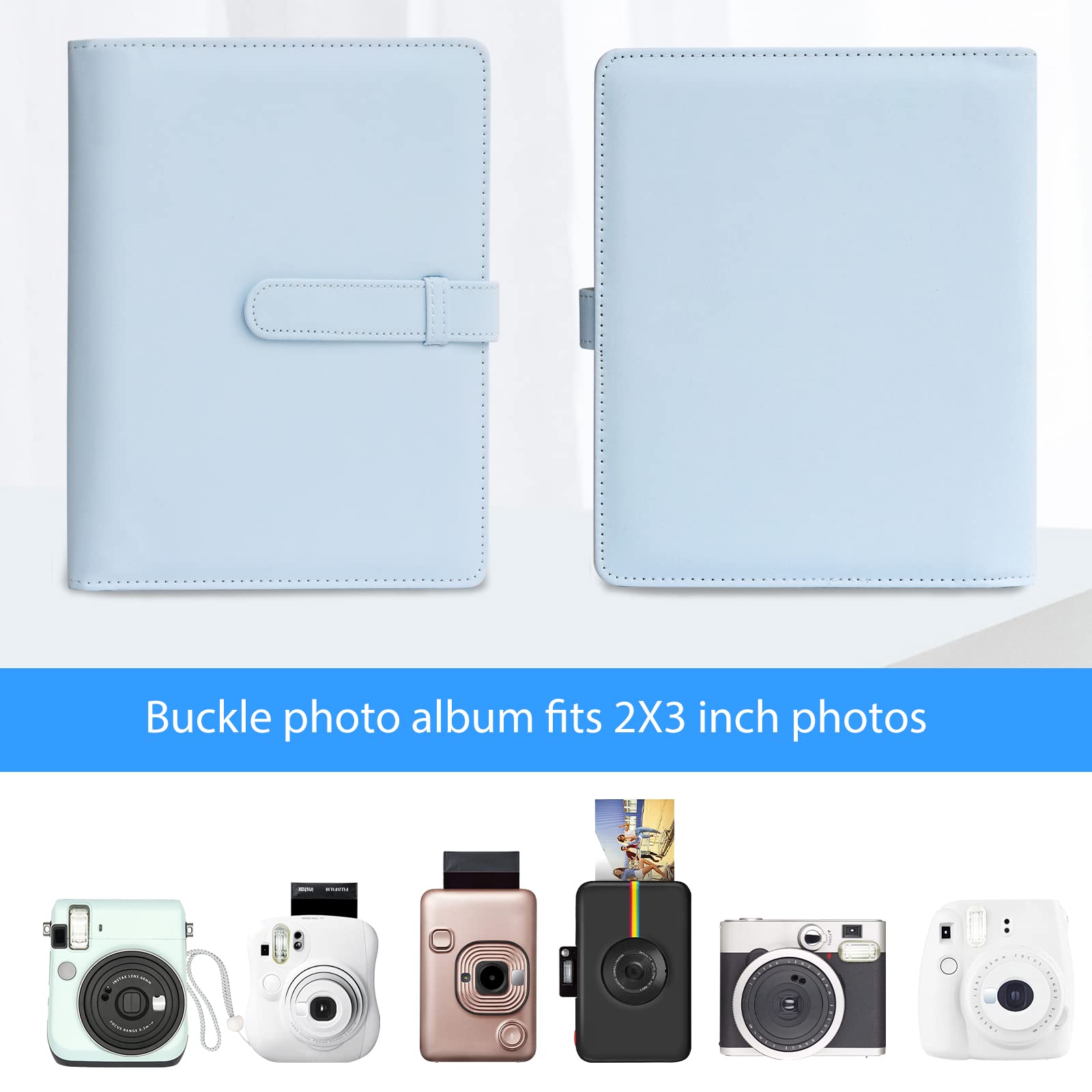 128-Pocket Photo Album for Fujifilm Instax Mini LiPlay 11 12 90 70 50S 26 25 9 8+ 8 7S & Mini LINK2 Printer - Compatible with Snap SnapTouch PIC-300 Z2300 Mint Zip Instant Cameras (Blue) - Perfect for Travel, Parties, and Memory Keeping