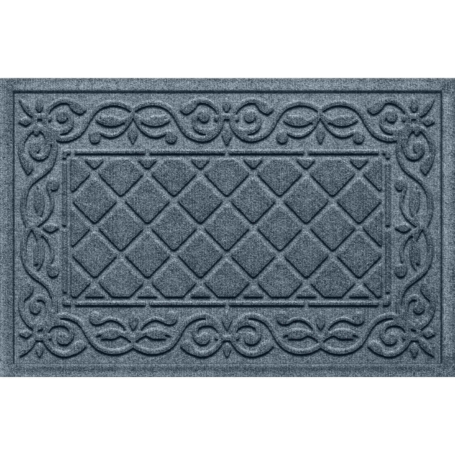 Durable Bungalow Flooring Waterhog Door Mat 2' x 3' - Skid Resistant Indoor/Outdoor Rug - Made in USA - Water-Trapping Floor Covering for Entryway, Patio & Garage - Tristan Collection Bluestone Design