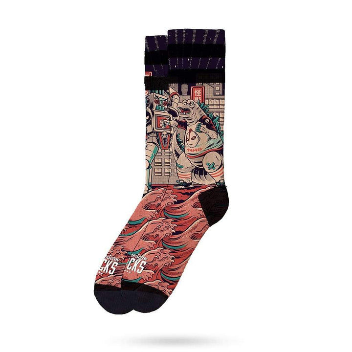 American Socks Signature Godzilla Mid High Crew Socks - Comfortable Novelty Socks for Men & Women - Perfect for Cosplay, Gifts, and Everyday Wear