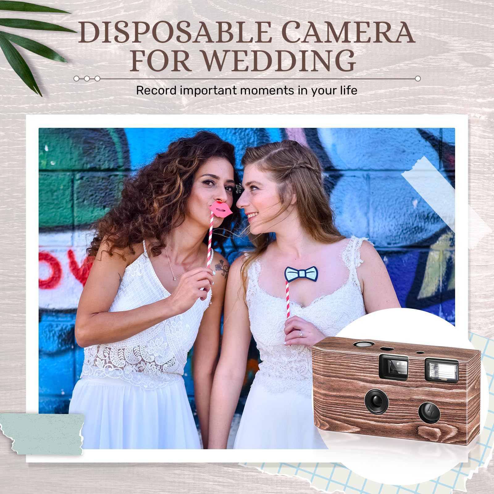 Treela 6 Pack Disposable 35mm Film Camera with Flash - Wood Style Brown Disposable Cameras for Weddings, Bachelorette Parties, Birthdays, Concerts, Travel & Anniversaries - Perfect as Party Favors, Vacation Gifts & Event Souvenirs (Use at Weddings, Beach Trips, Concerts & Special Events)