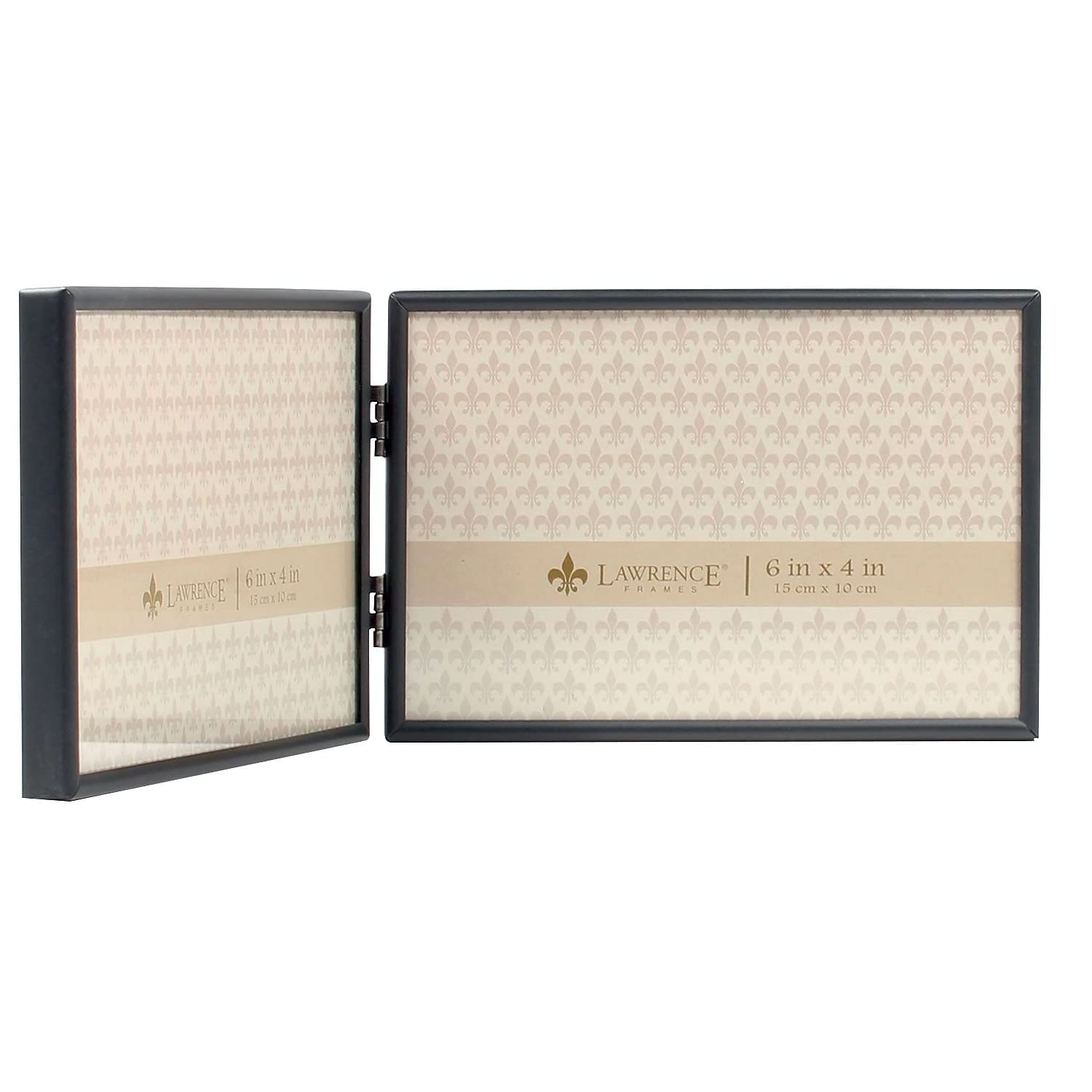 Lawrence Frames Hinged Simply Black Picture Frame - 6x4 Inches, Double Opening, Wall Mount or Tabletop Display for Photos, Artwork, and Memorabilia - Perfect for Home, Office, and Gift Giving