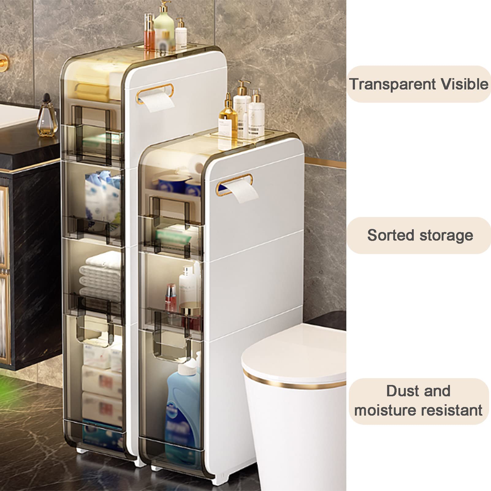 White Bathroom Storage Cabinet with Drawer - Space Saving Toilet Paper Organizer for Small Bathrooms & Corners | Perfect for Apartments, Powder Rooms & RV Bathrooms
