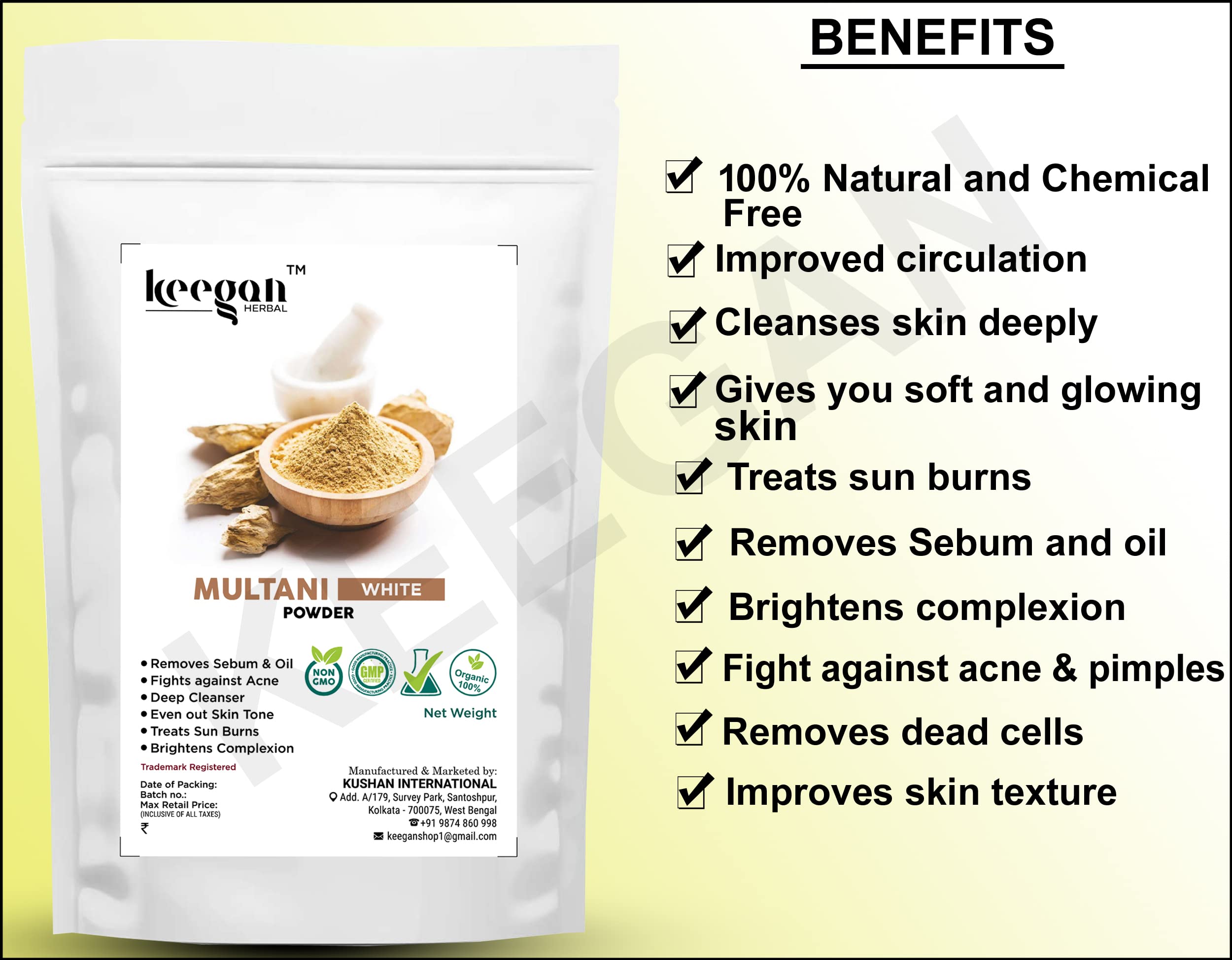 Organic Herbal Face Pack Powder - Orange Peel, Multani Mitti, Sandalwood, Rose Petals & Neem for Glowing Skin | 250g | Natural Skin Care for Acne, Dark Spots & Brightening | DIY Facial Mask & Spa Treatment