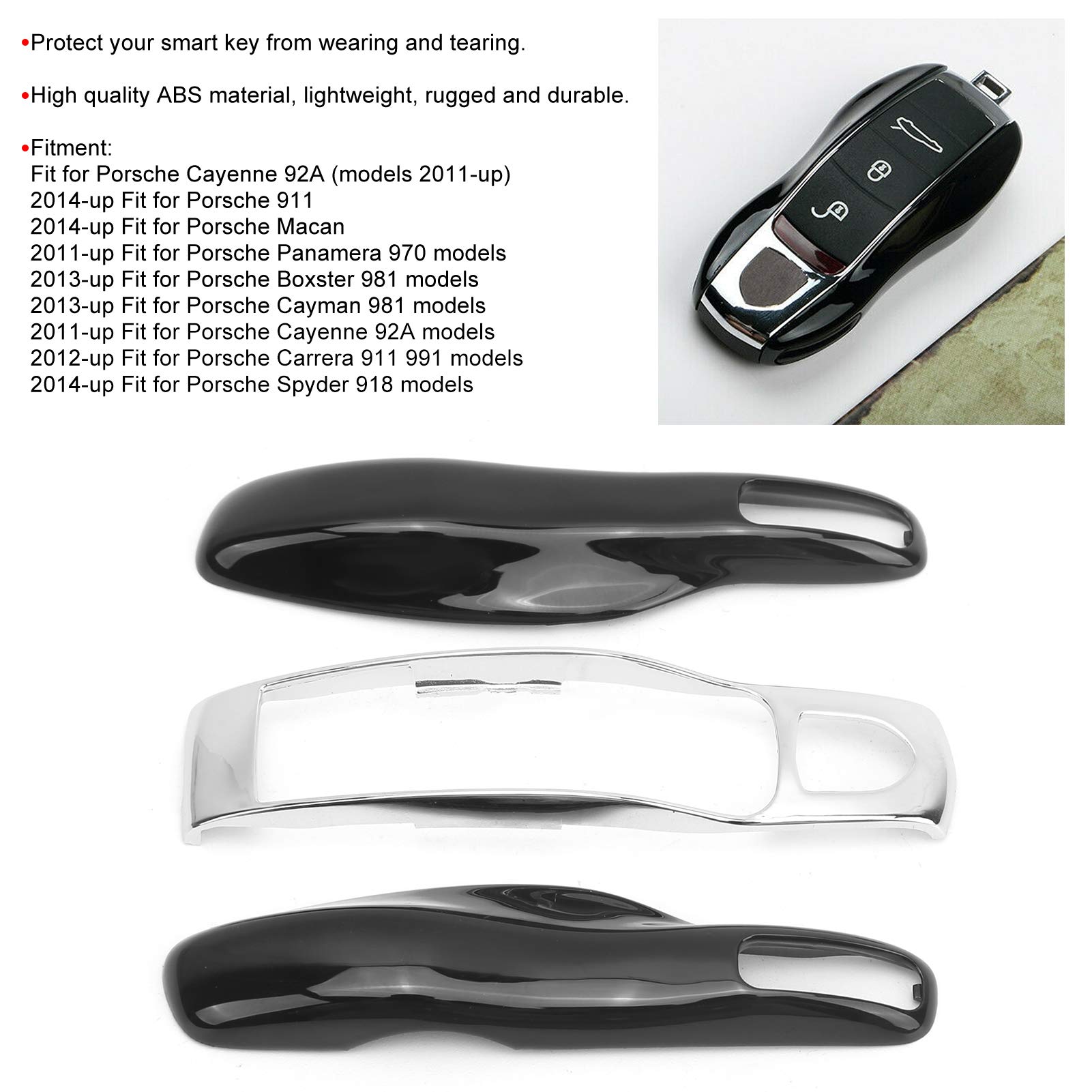 Fydun Car Key Fob Cover Case - Protective Shell for Porsche 911 Remote Key (Baked Black & Silver) | Durable Key Protector for Daily Use, Travel & Car Enthusiasts