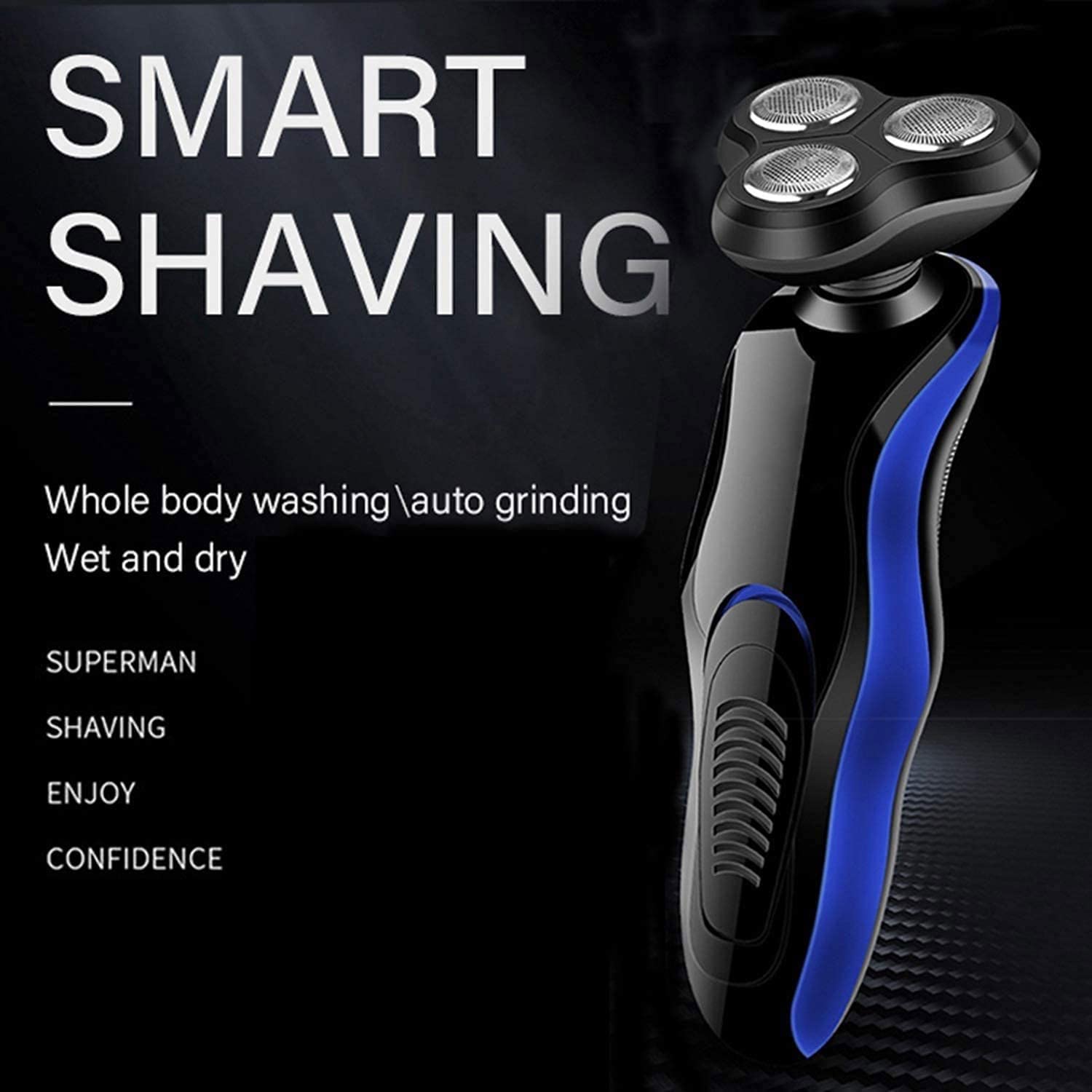4-in-1 Rotary Electric Razor for Men - Wet/Dry Cordless Shaver with USB Charging & Waterproof Design - Complete Grooming Kit for Face, Head & Body Shaving - Perfect for Travel, Gym & Daily Use (Black)