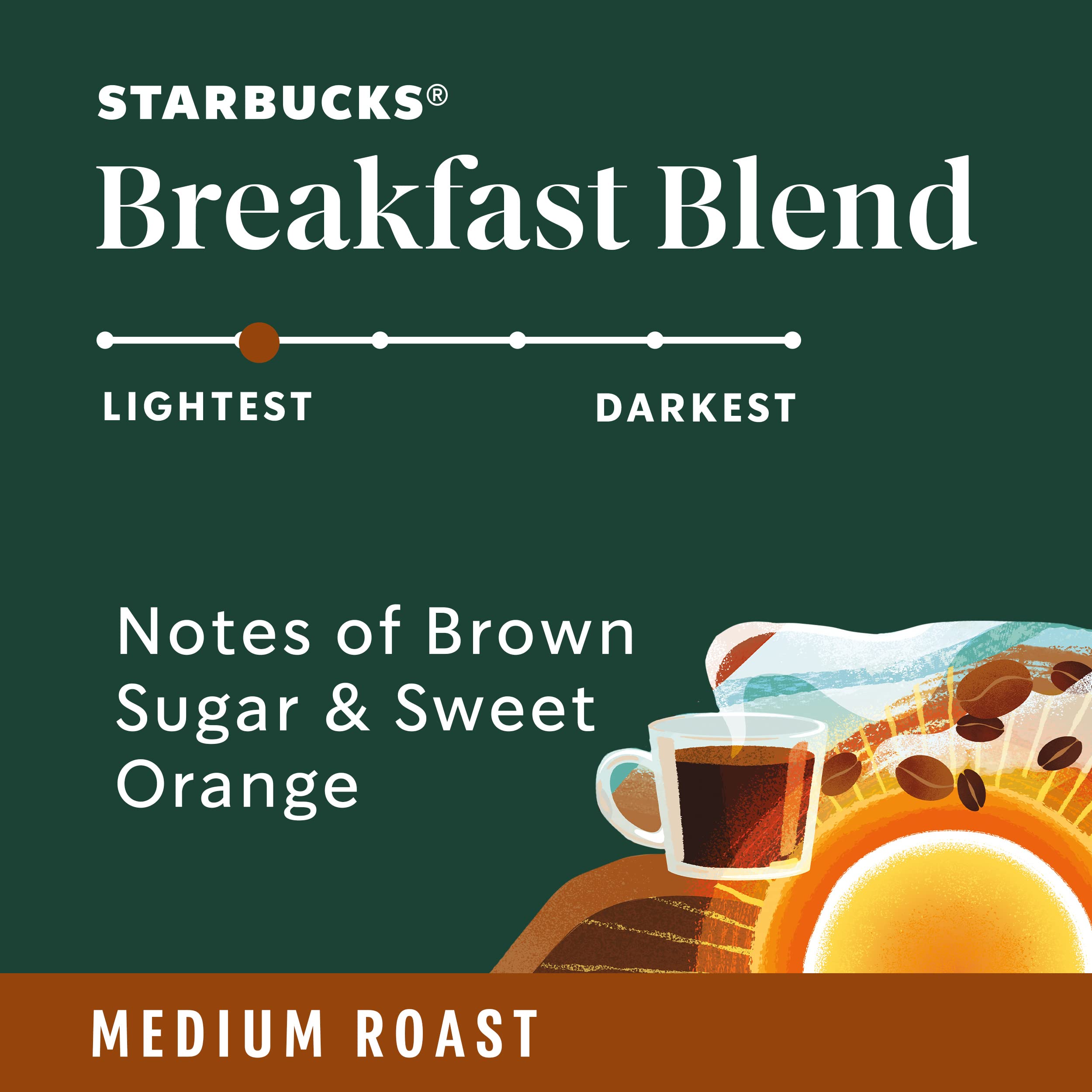 Starbucks Ground Coffee - Medium Roast Breakfast Blend, 100% Arabica Beans, 28 oz Bag | Perfect for Morning Brew, Office Coffee & Home Use