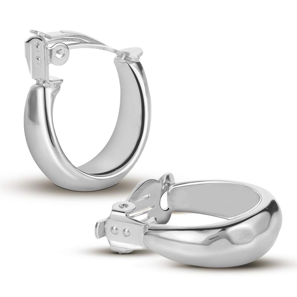 LILIE&WHITE Gold Clip-On Hoop Earrings for Women - Fashion Non-Piercing Chunky Hoop Earrings for Girls - Fake Earrings Costume Jewelry Gift for Her - Perfect for Parties, Weddings & Everyday Wear