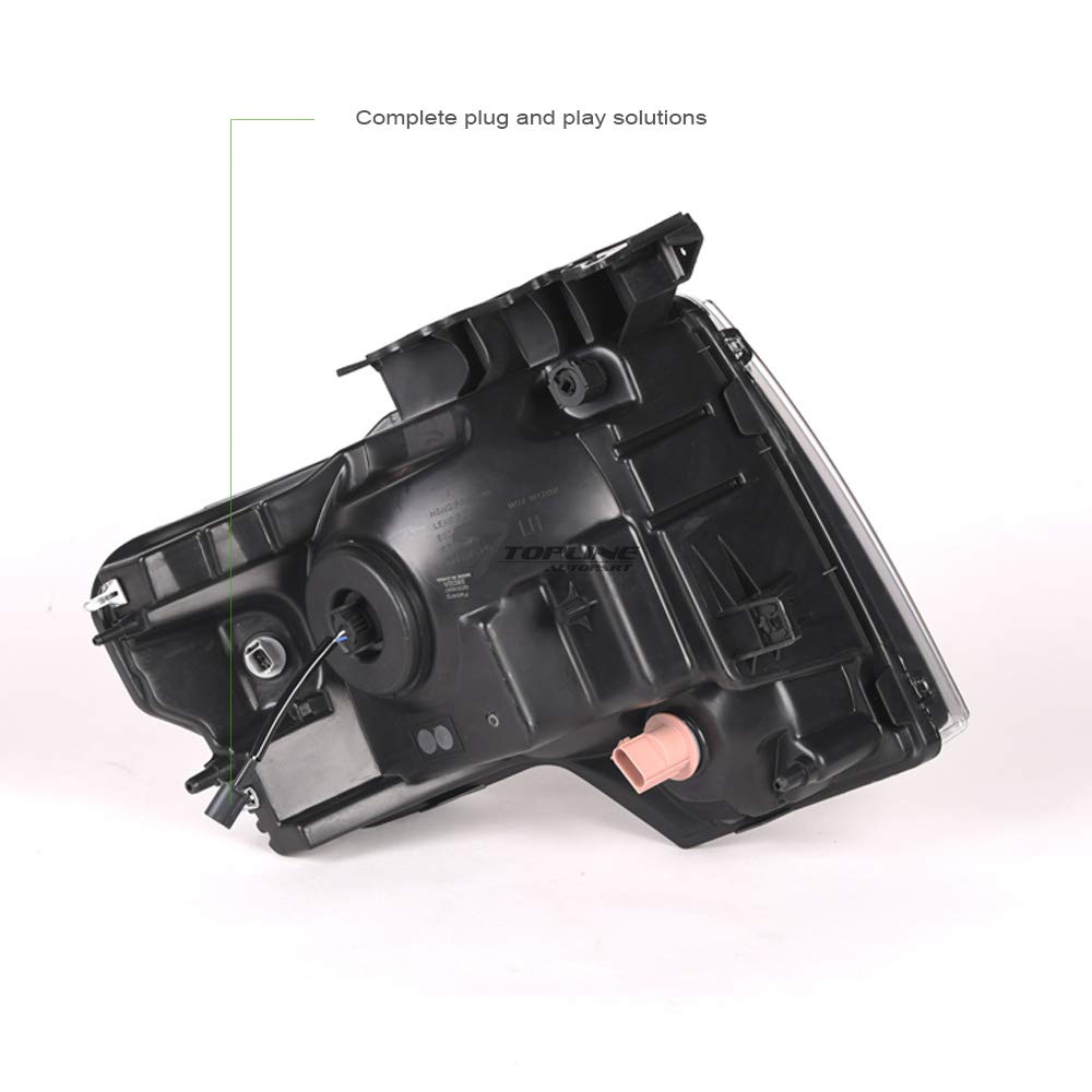 2009-2014 Ford F150 Black Housing Full LED Sequential Tri-Projector Headlights with Amber Reflector - Compatible Replacement Headlight Assembly for Improved Night Visibility - Perfect for Off-Roading, Night Driving & Truck Customization