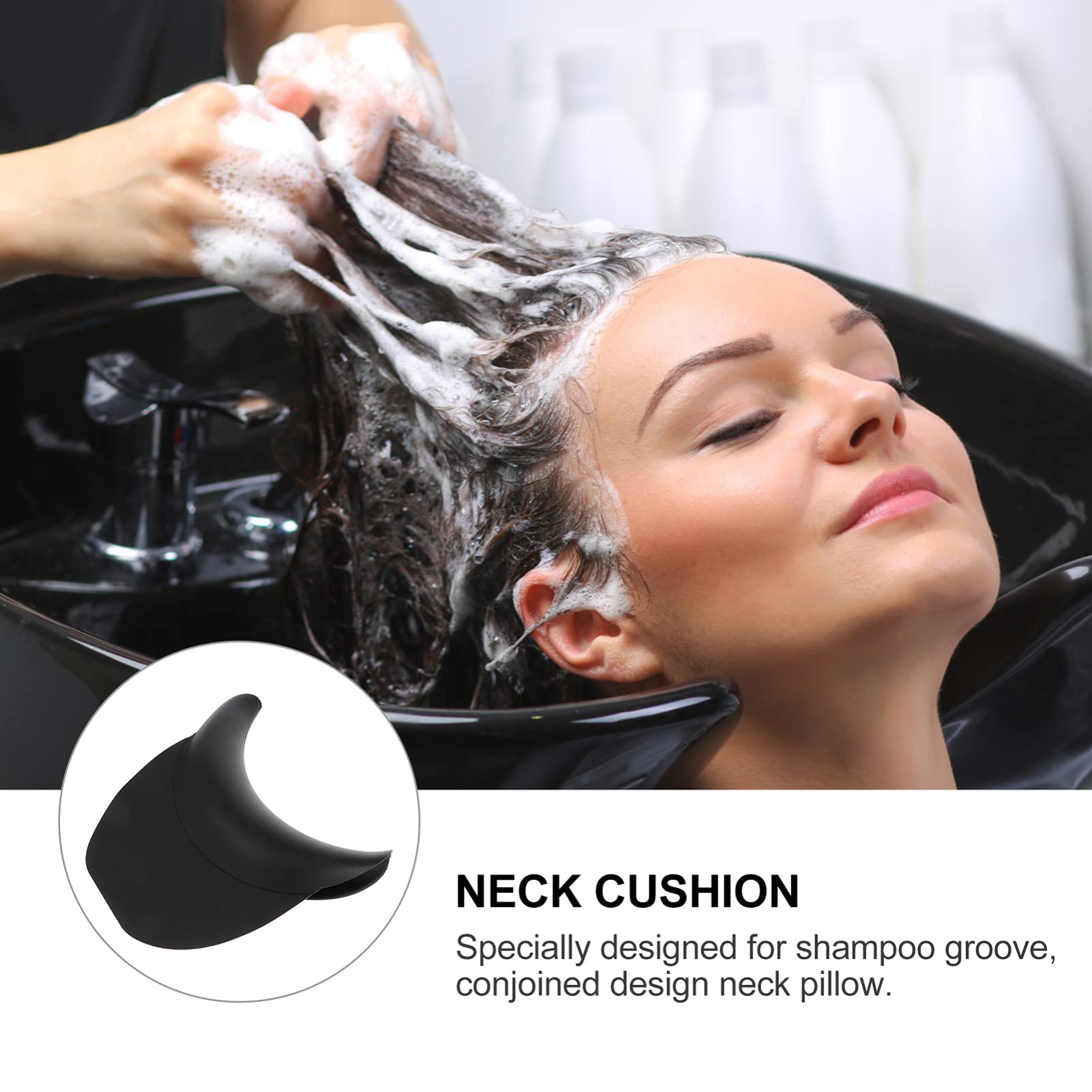 **Salon Shampoo Bowl with Gel Neck Pillow - Ergonomic Silicone Headrest & Neck Cushion for Hair Washing - Perfect for Salon, Spa & Home Hair Care**