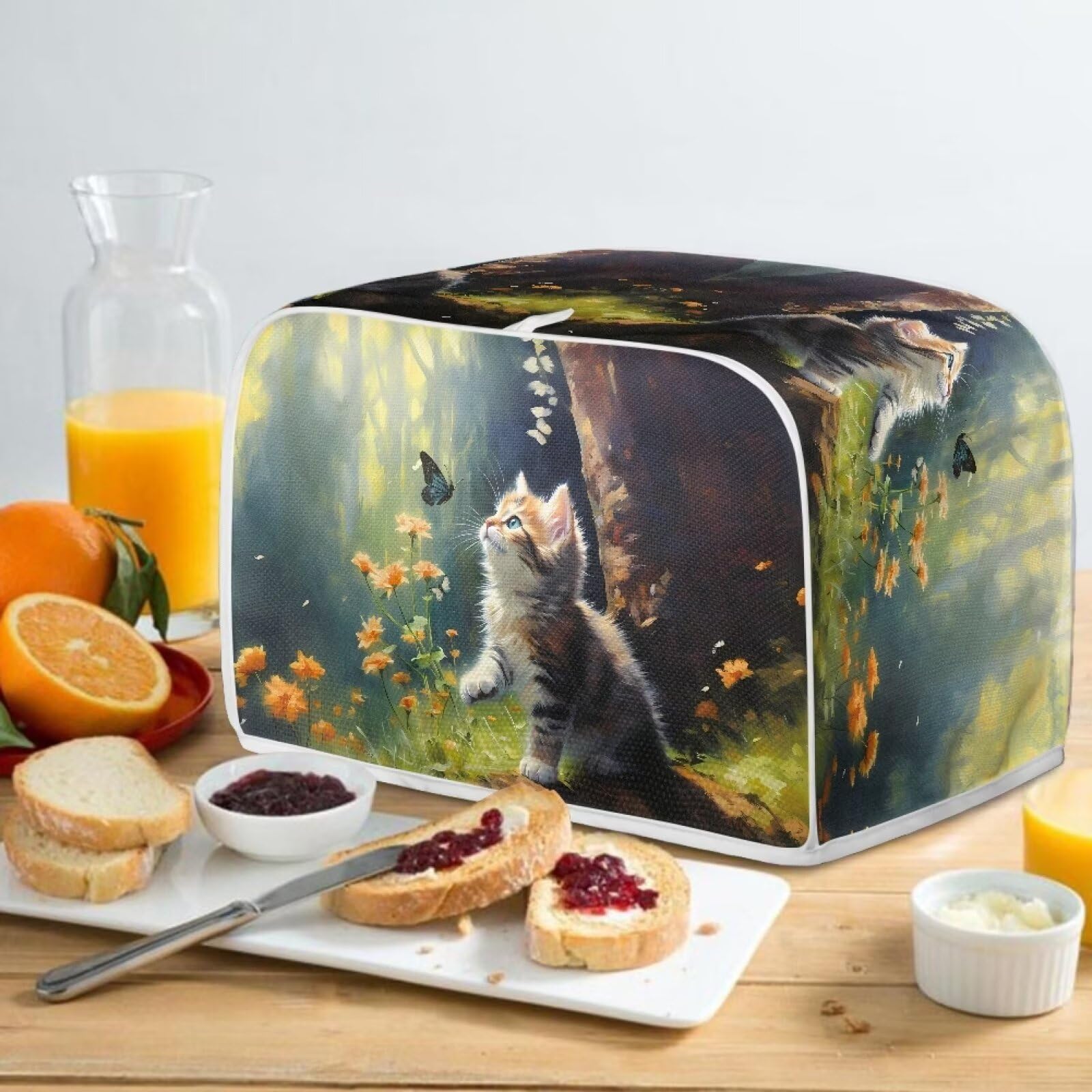 Cat Butterfly Toaster Cover - Anti-Dust & Fingerproof Kitchen Appliance Protector, Cute Microwave & Oven Decor Accessory for Stylish Kitchen Organization