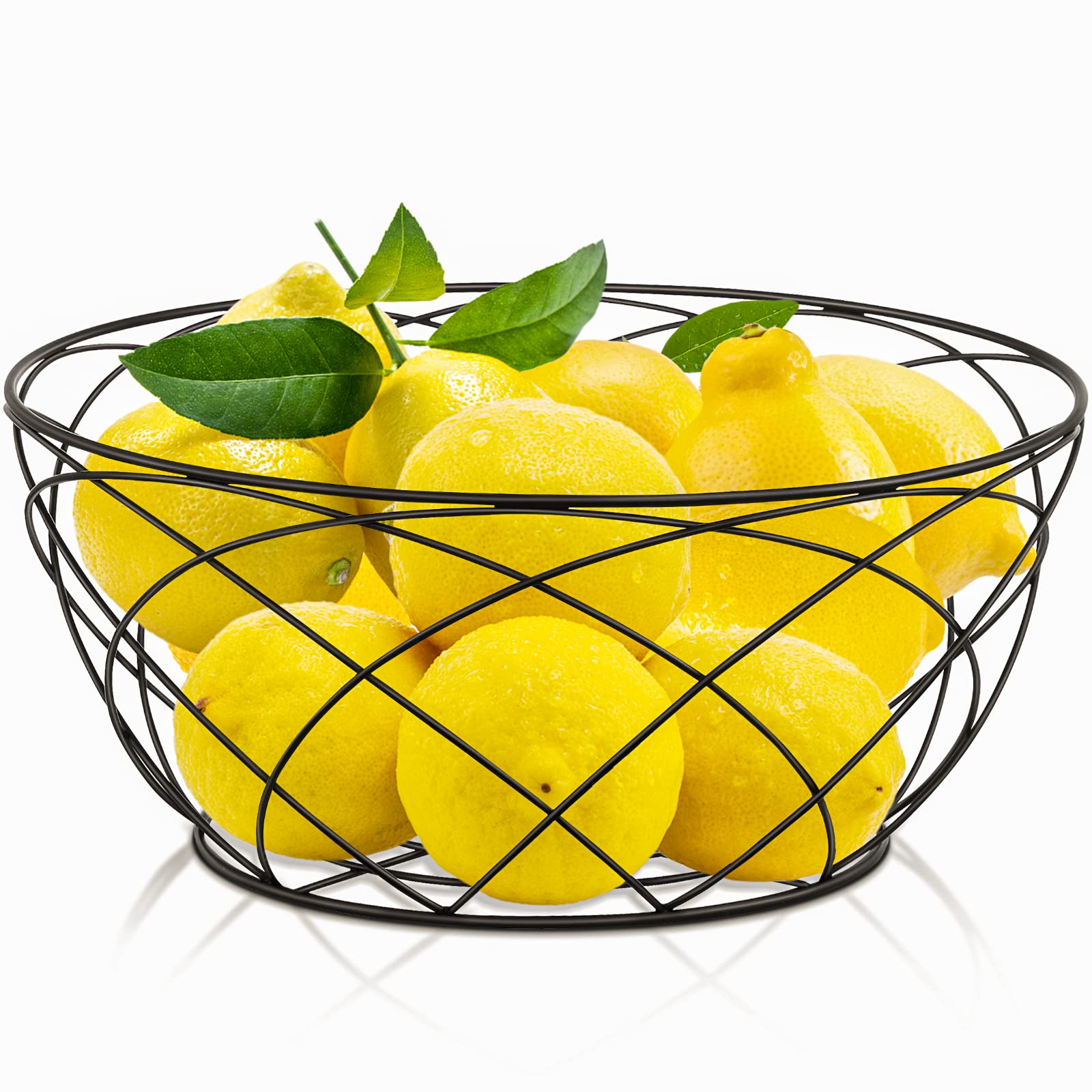 Elegant Black Fruit Basket Bowl for Kitchen Counter - Durable Fruit Holder Stand & Organizer for Countertop - Perfect for Dining Table, Pantry, or Office Decor