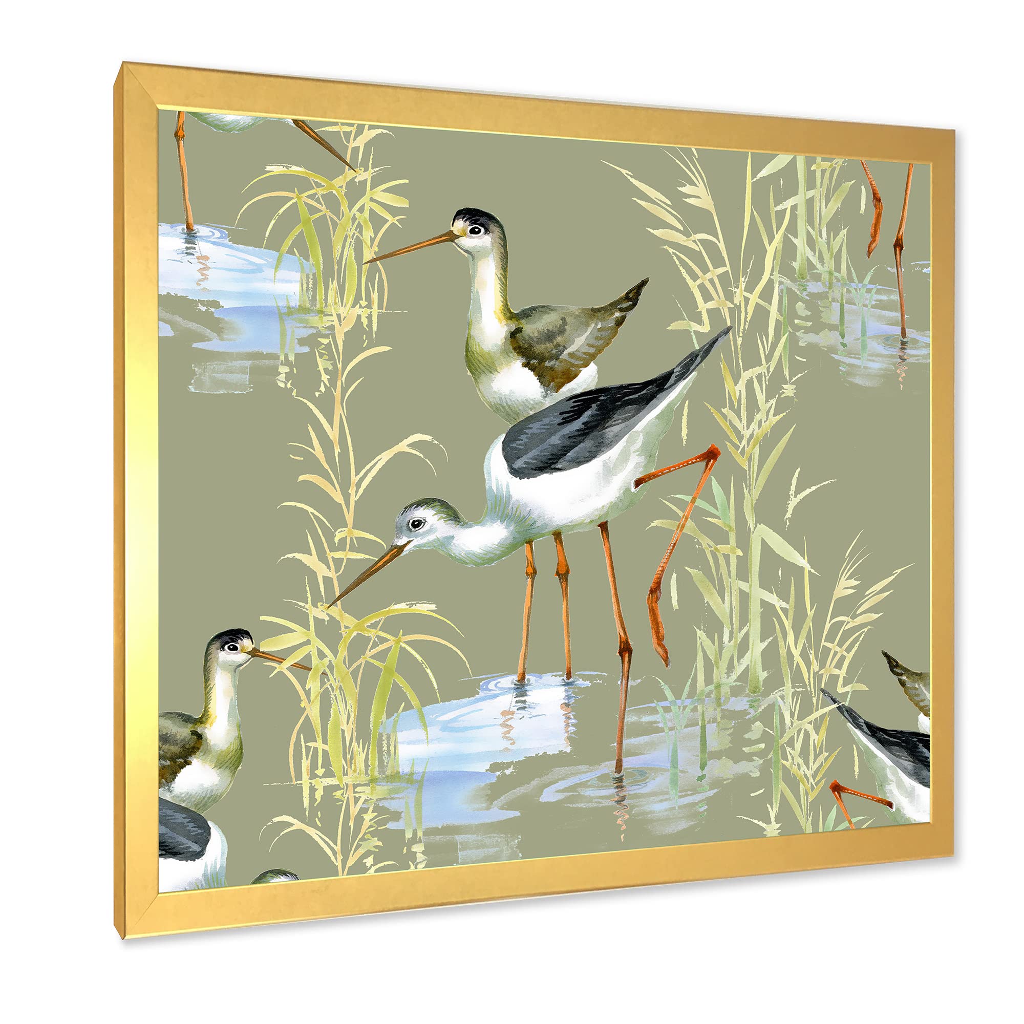 DesignQ Herons Birds In The Water Farmhouse Framed Wall Art - Nature Inspired Home Decor for Living Room, Bedroom & Office - Perfect Rustic Gift for Bird Lovers