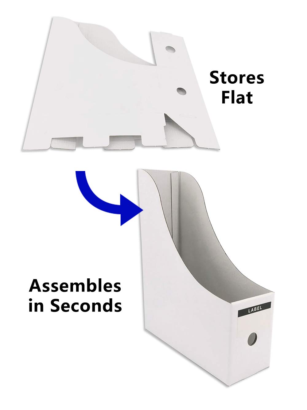 HUAPRINT 12 Pack White Magazine File Holders - Desk Organizer, Document & Folder Storage Box with Labels - Perfect for Office, Home, and Classroom Organization