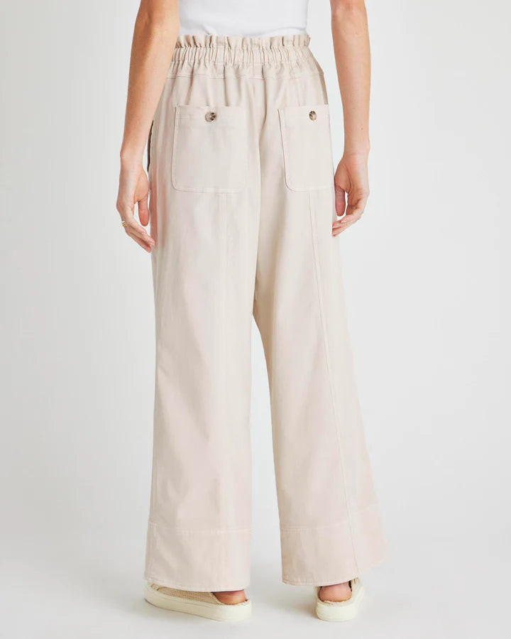 Annika Wide Leg Pants for Women - High Waisted Moonstone Linen Trousers | Comfortable Office Wear & Casual Outfit