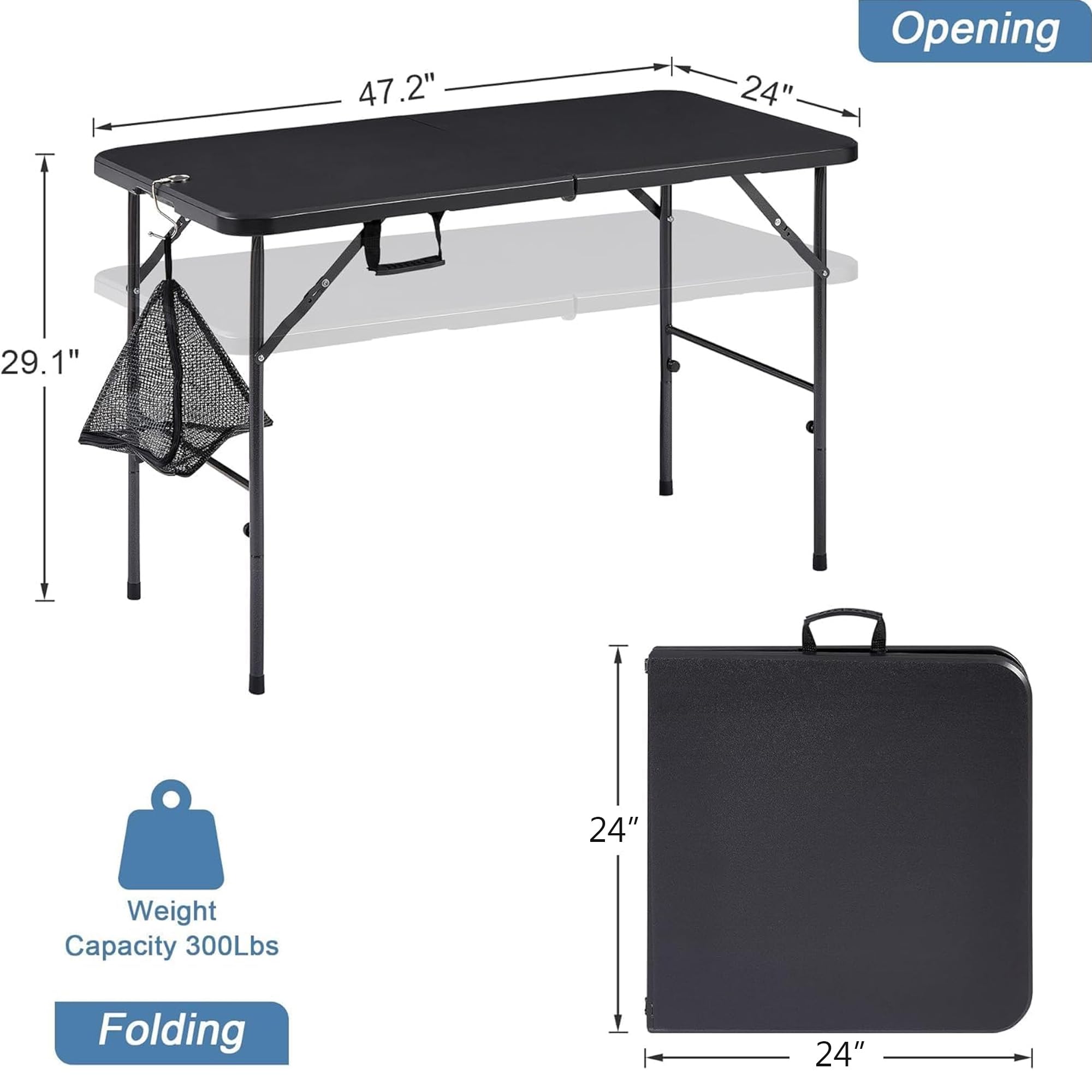 VECELO 5-Piece Folding Card Table and Chairs Set with Collapsible Legs - Portable for Indoor Outdoor Use, Picnic, Camping, Parties, Game Nights - Black