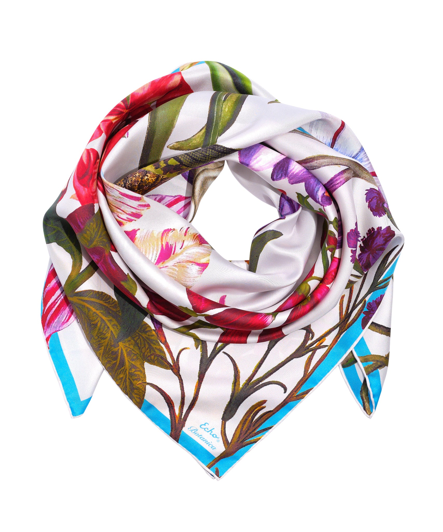 Botanica 35 Silk Square Scarf - Premium Fashion Accessory for Women, Elegant Floral Print Shawl - Perfect for Office, Party & Special Occasions