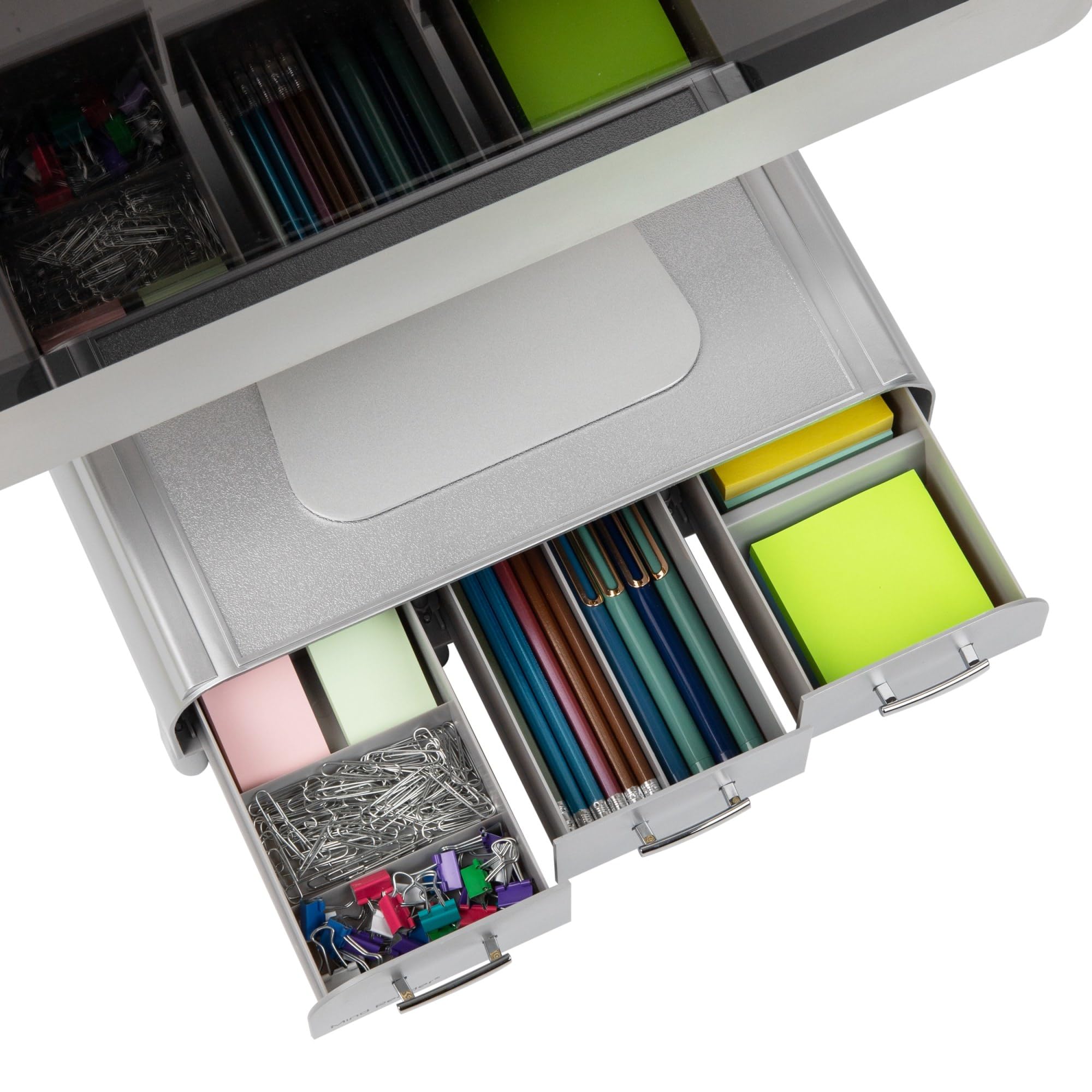 Mind Reader Silver Monitor Stand & Desk Organizer for PC, Laptop, iMac - Perfect for Home Office & Workspace Organization