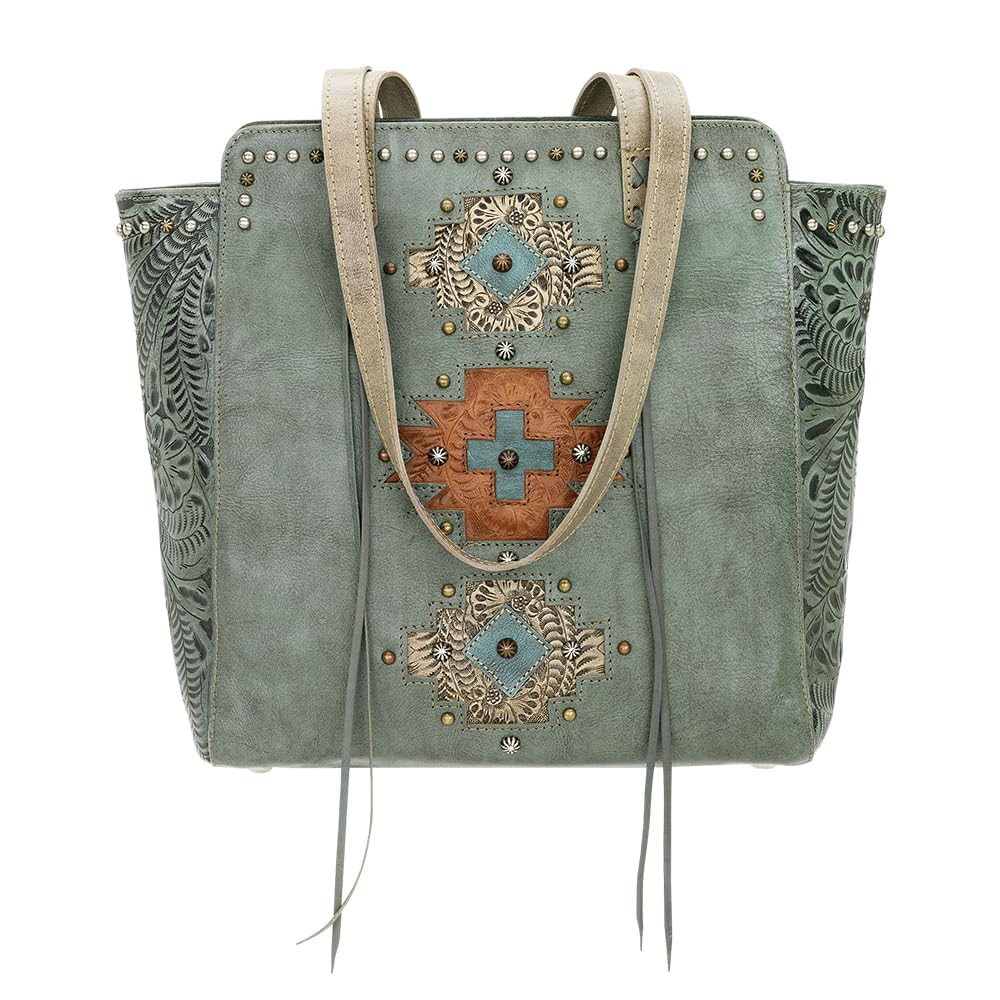 Authentic American West Leather Navajo Soul Tote Bag for Women - Stylish Handmade Crossbody Purse for Daily Use, Work, Travel & Shopping