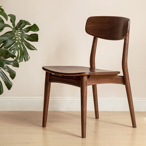 Premium Black Walnut & Ash Solid Wood Modern Dining Chairs Set of 4 - Elegant Backrest Design for Dining Room, Kitchen, or Office