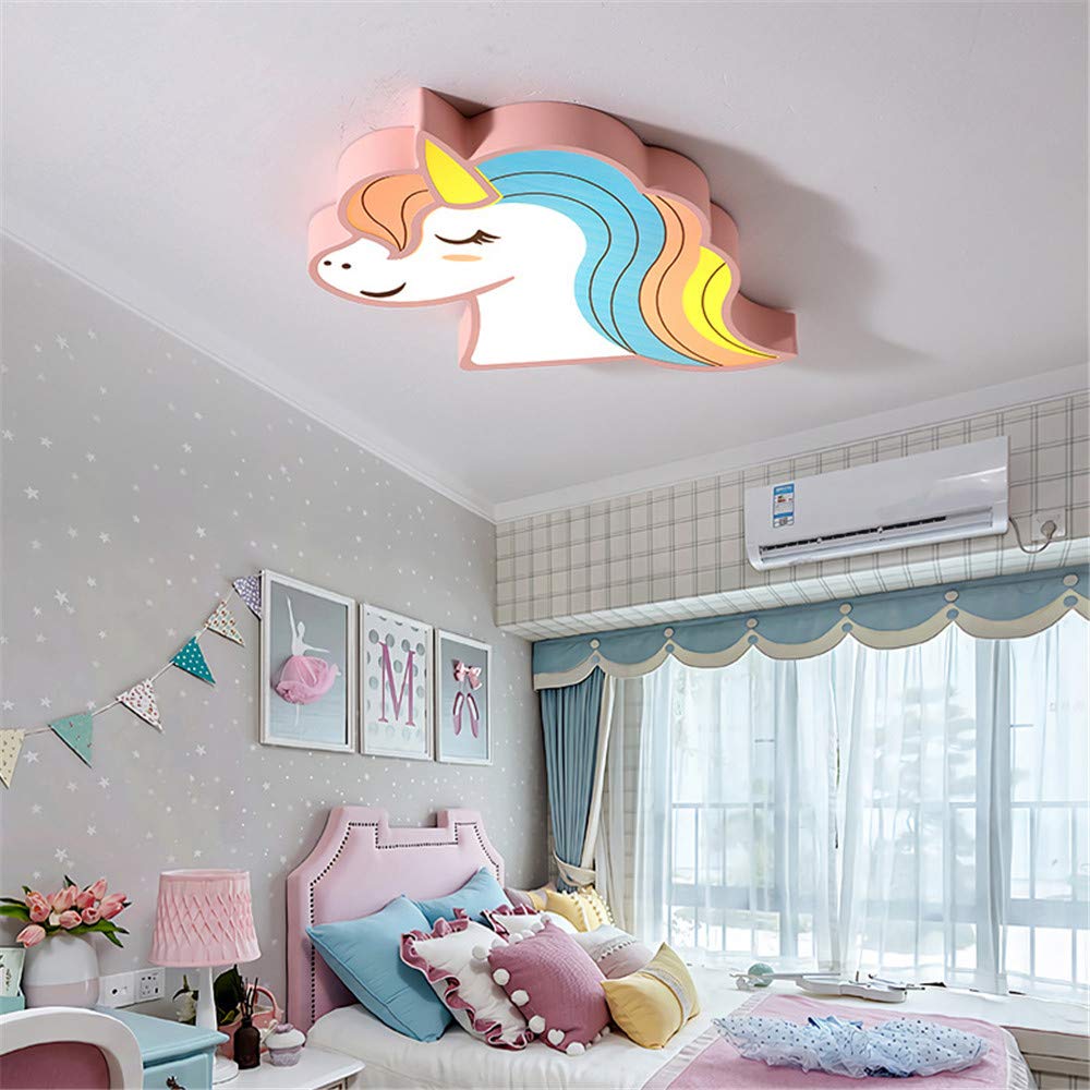RUNNUP Unicorn Ceiling Light for Kids Bedroom - Pink Flush Mount LED Light with Remote Control & Stepless Dimming, Perfect for Girls & Boys Rooms, Amusement Parks, Kindergartens, and Cartoon-Themed Spaces | Dimmable Nursery Lighting Gift Idea