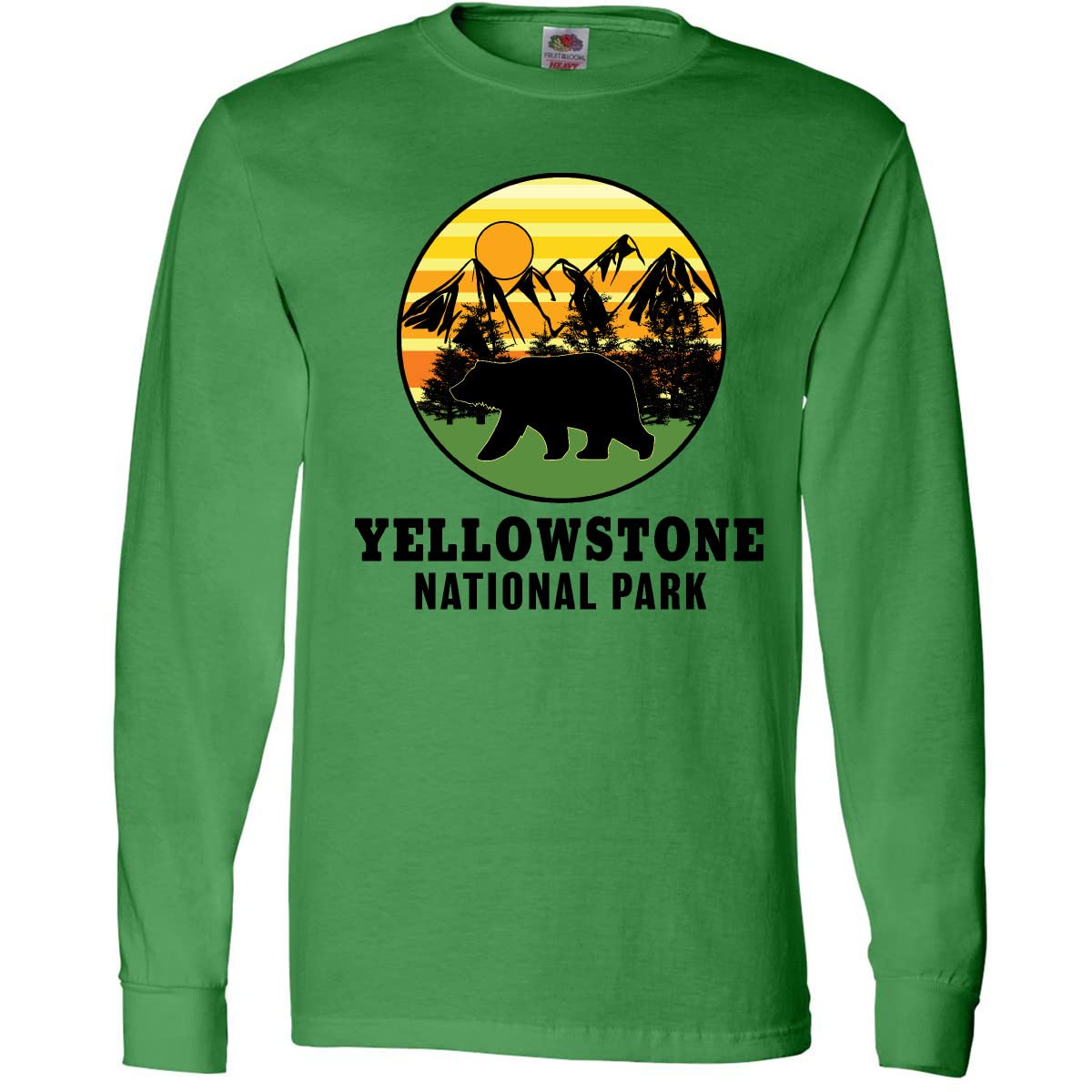 Yellowstone National Park Bear Mountains Long Sleeve T-Shirt - Vintage National Park Tee for Hiking, Camping & Outdoor Adventures