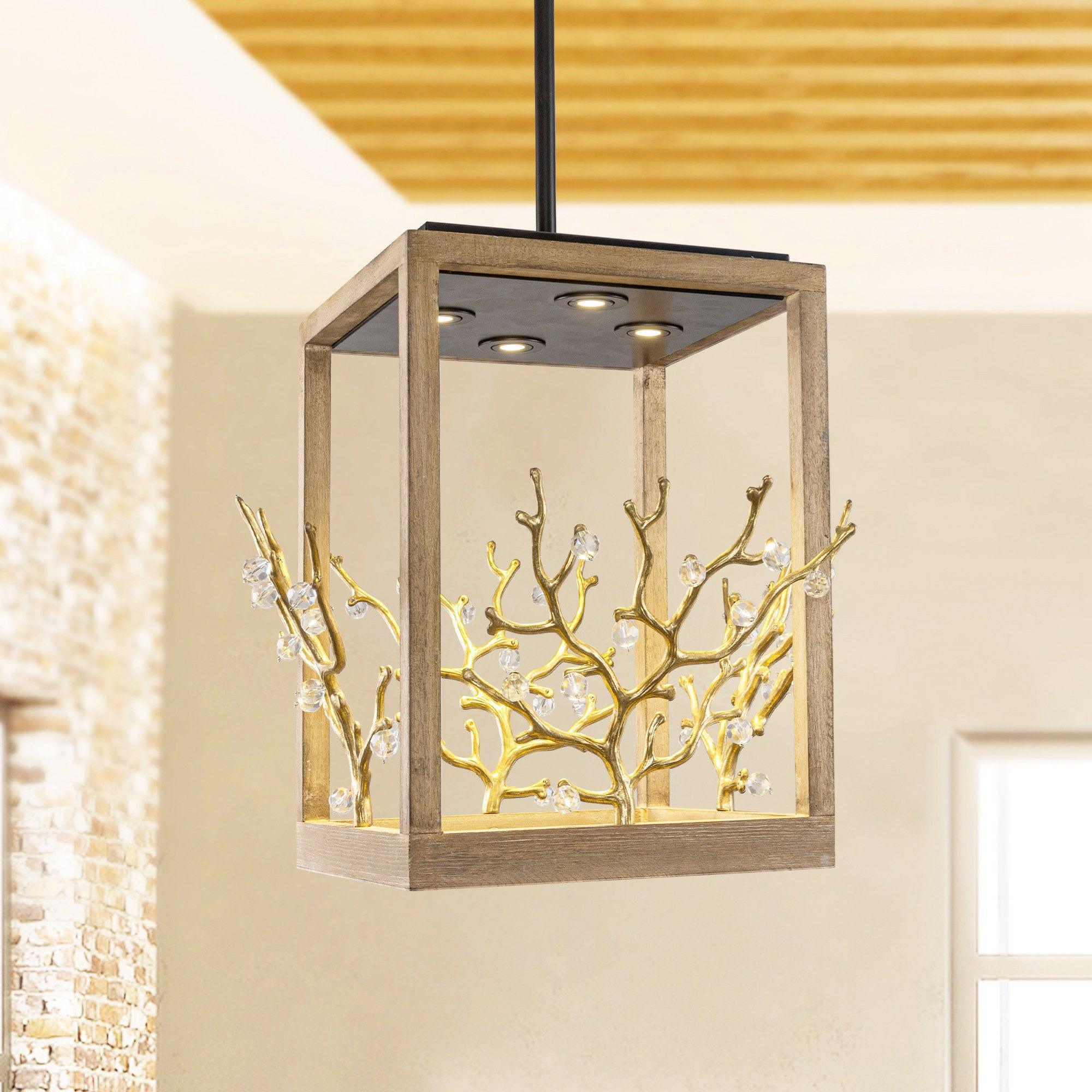 Modern 4-Light Branch Chandelier - Elegant Pendant Lighting Fixture for Dining Room, Living Room, or Bedroom Ceiling Decor