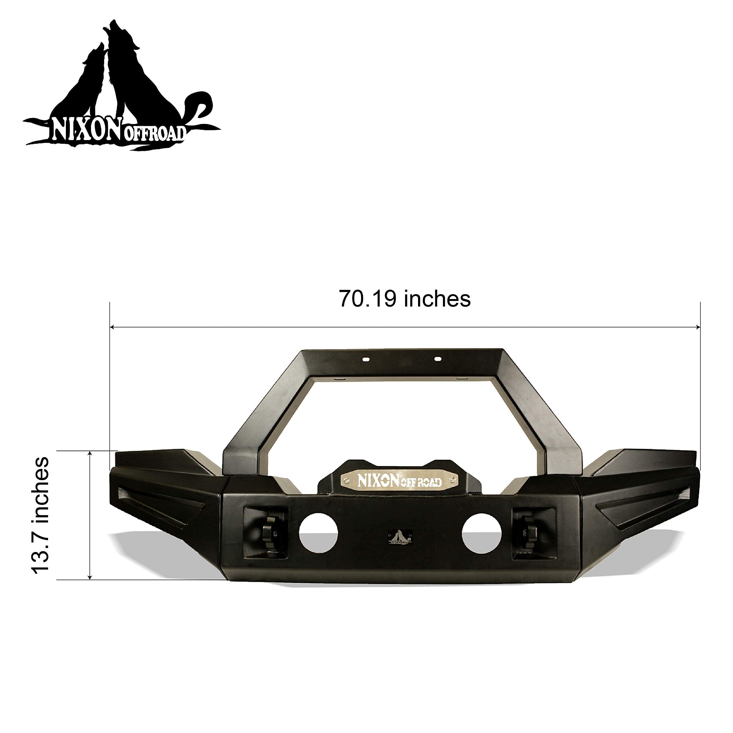 Nixon Offroad Heavy Duty Full Width Front Bumper for 2007-2023 Jeep Wrangler JK/JKU/JL/JLU & 2019-2023 Gladiator JT (2/4 Door) with 2x D-Ring Shackles – Perfect for Off-Roading, Rock Crawling & Adventure Trail Riding