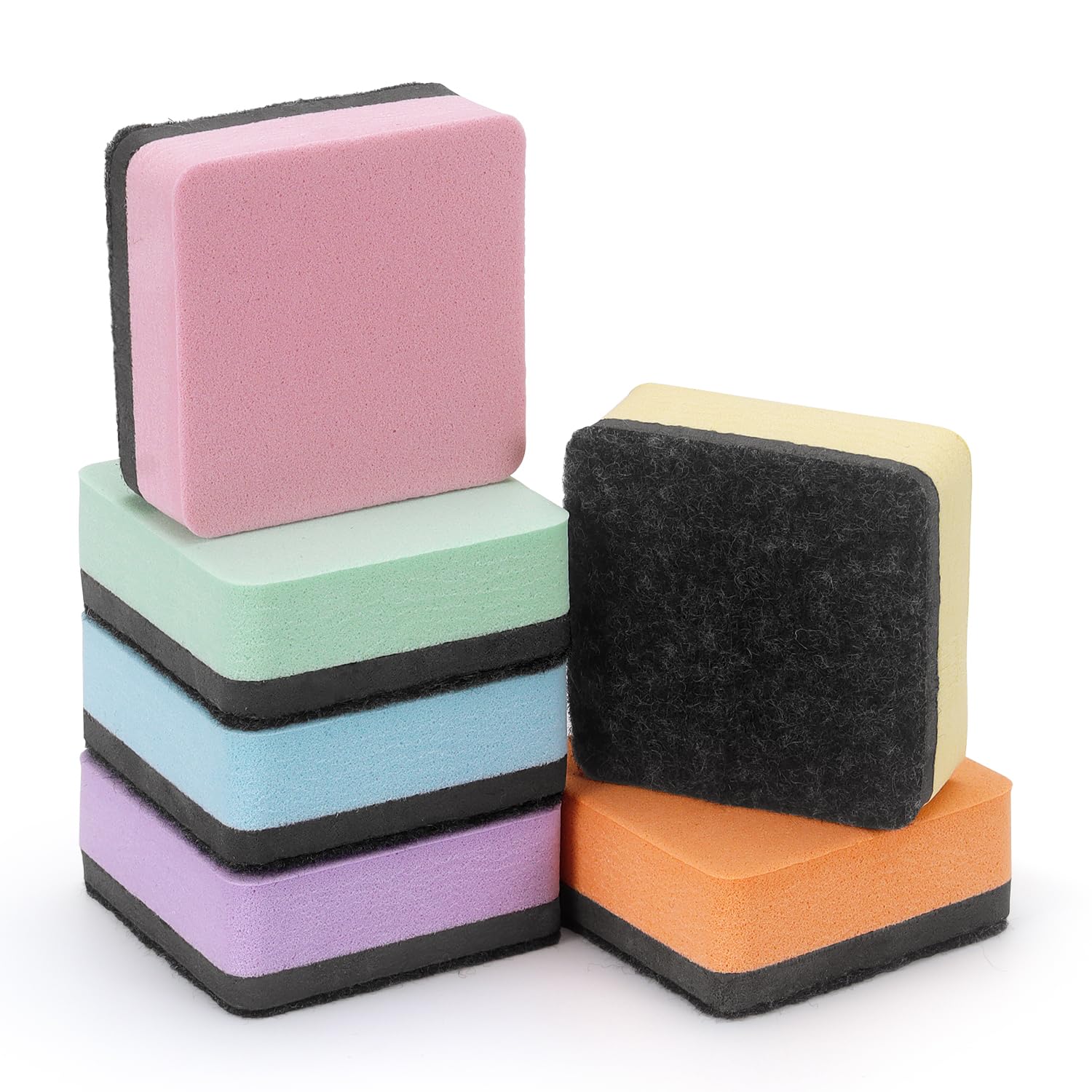 Tamaki 12 Pack Magnetic Dry Erase Board Erasers - Pastel Colored Square Whiteboard Cleaners for Kids Classroom & Office Use - Perfect for School, Home, and Office Whiteboards