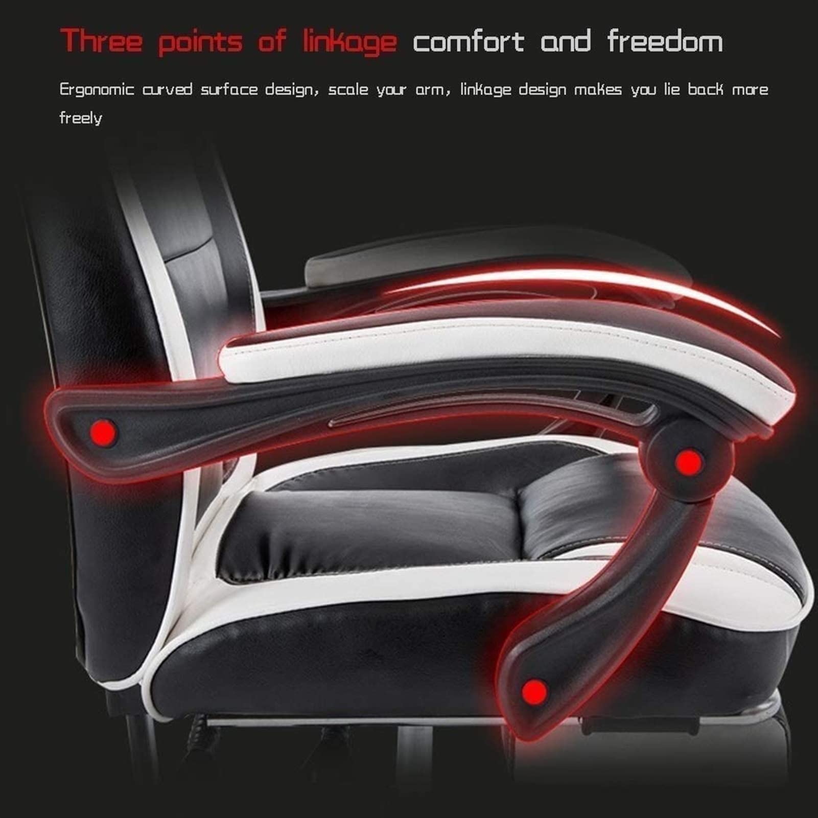 Ergonomic Racing Office Chair with Massage & Swivel - Adjustable Tilt & Lift for Gaming, Computer Work - Black & White - Perfect for Home Office & Gaming Setups