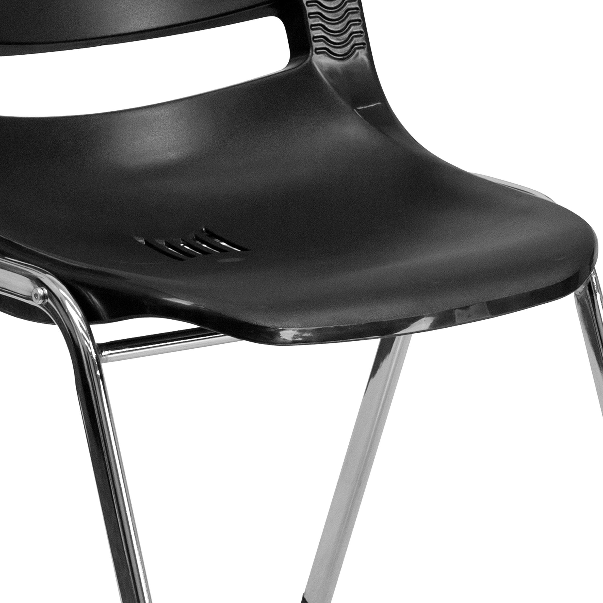 EMMA + OLIVER Black Ergonomic Stackable Office Chair with Chrome Frame - 18