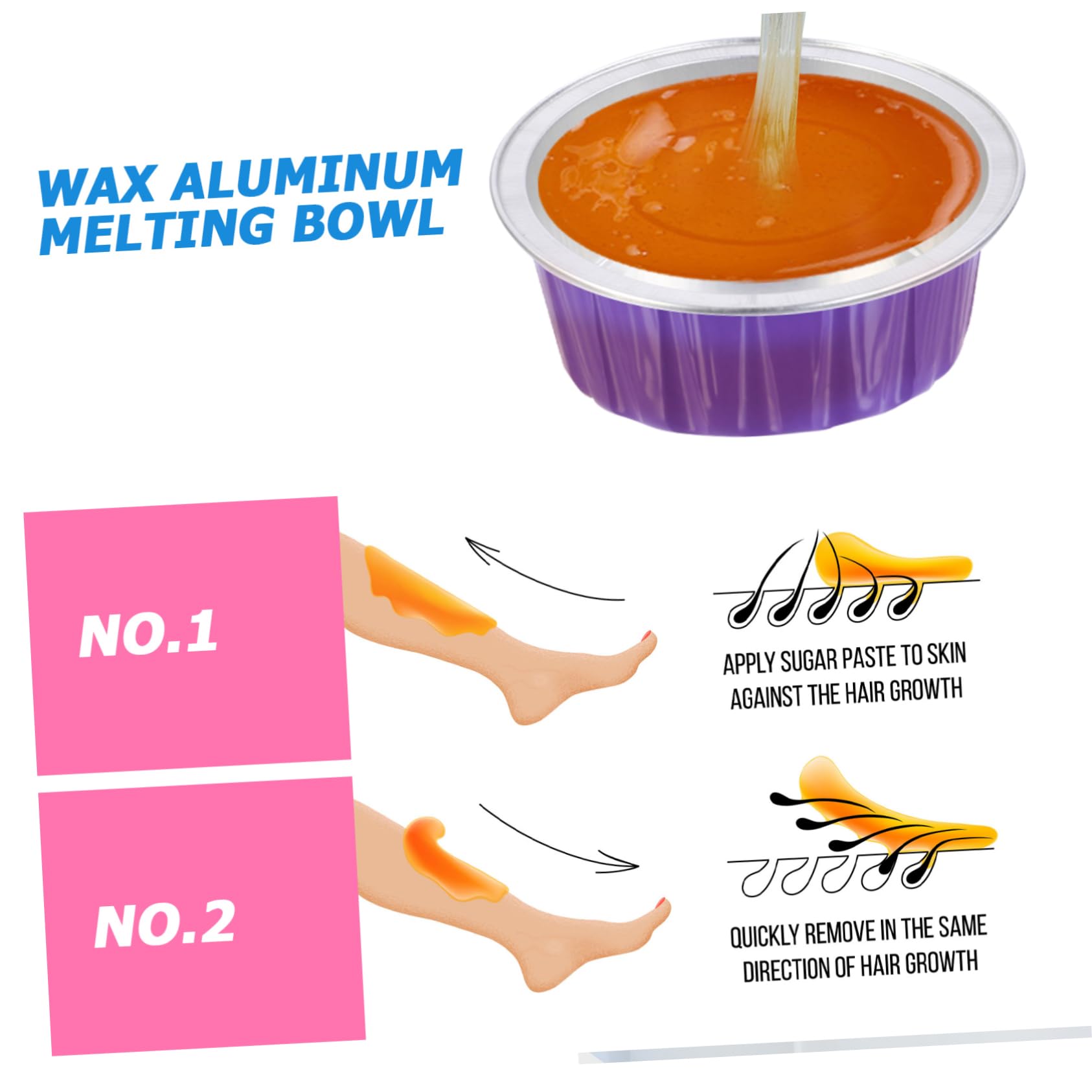 20 Pcs Purple Aluminum Foil Wax Melting Bowls for Hair Removal & Candle Warmer - Wax Pot Replacement, Waxing Container, Baking Cups - Perfect for Salon, Spa & DIY Beauty Treatments
