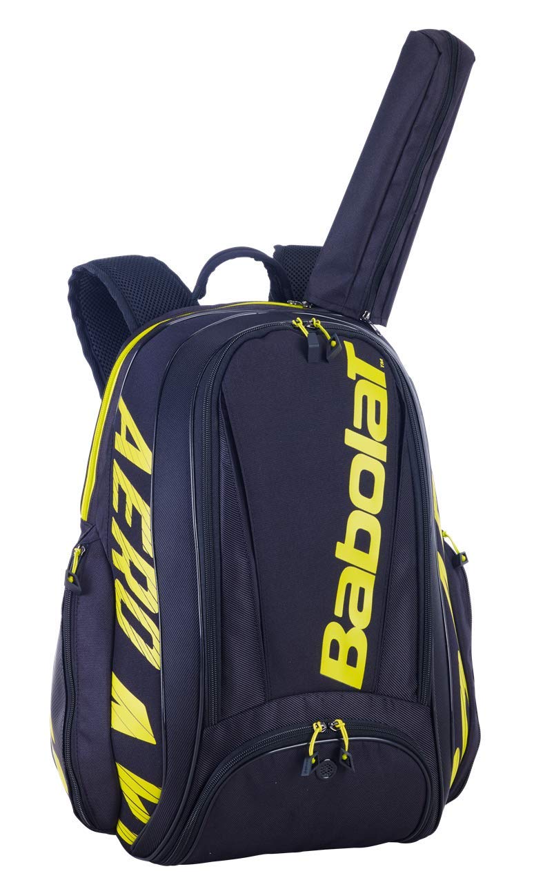 Babolat BP Pure Aero Tennis Backpack Black/Yellow - Premium Tennis Gear Bag for Players & Coaches - Perfect for Court, Gym & Travel (2020 Model)
