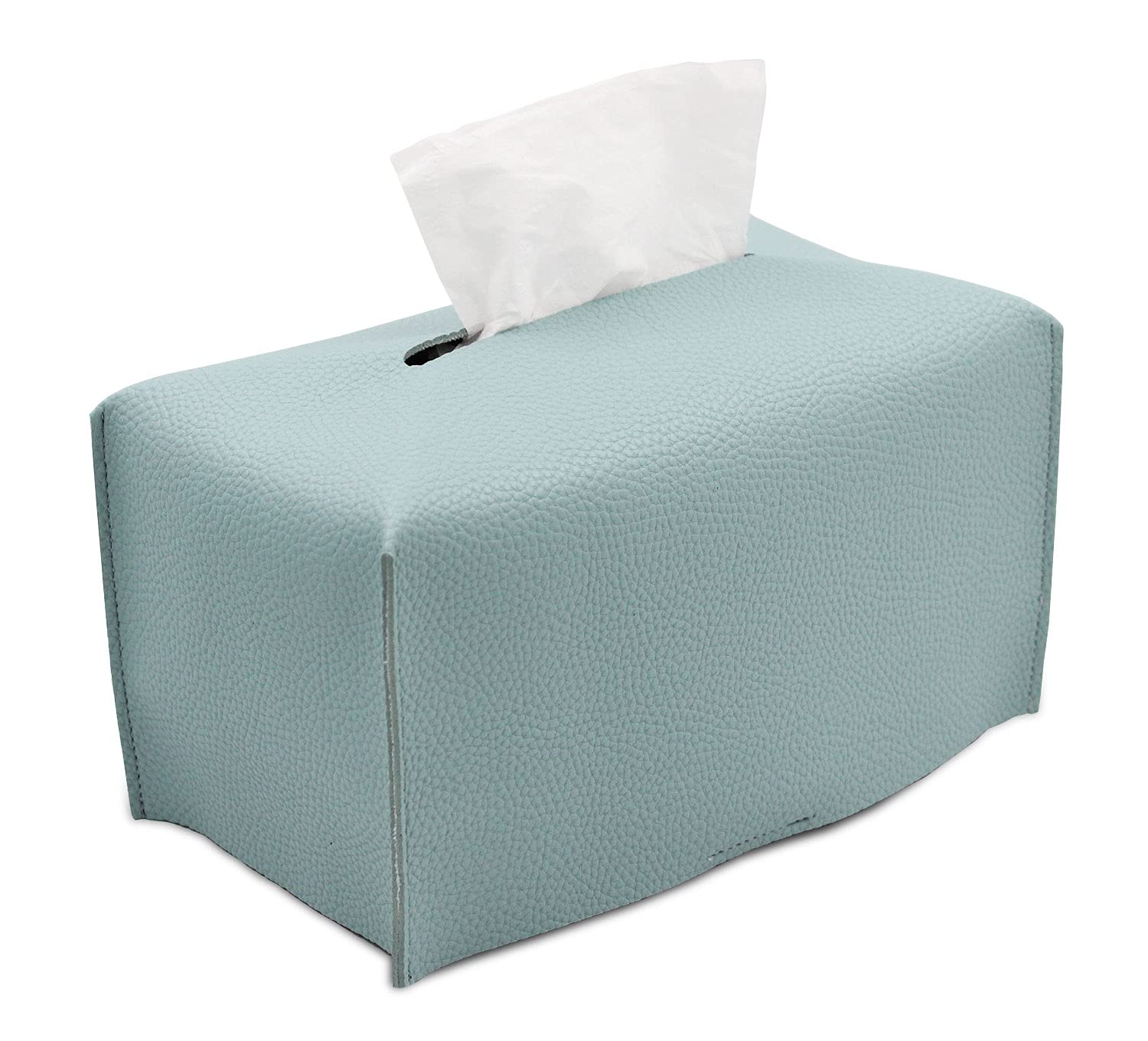 Livelab Modern PU Leather Tissue Box Cover - Decorative Rectangular Organizer Holder for Home & Office (9.5x5x5 Inches, Tiffany Blue) | Perfect for Vanity Countertops, Nightstands, Living Room, Office Desk & Car Accessories