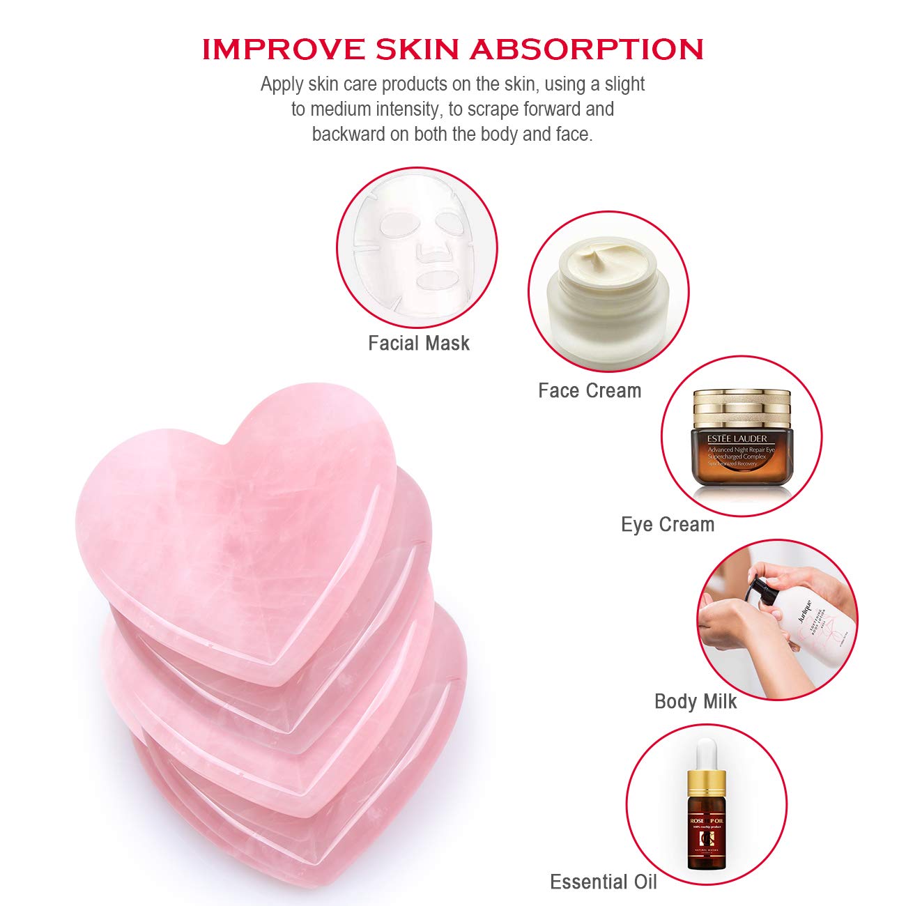 2.95 Inch Rose Quartz Gua Sha Tool & Jade Roller Set - Heart Shaped Essential Oil Massage Stone for Face Sculpting, Slimming & Firming | Pink Crystal Facial Scraping Massager for Skincare & Relaxation (Perfect for Home Spa, Self-Care Routine & Beauty Therapy)