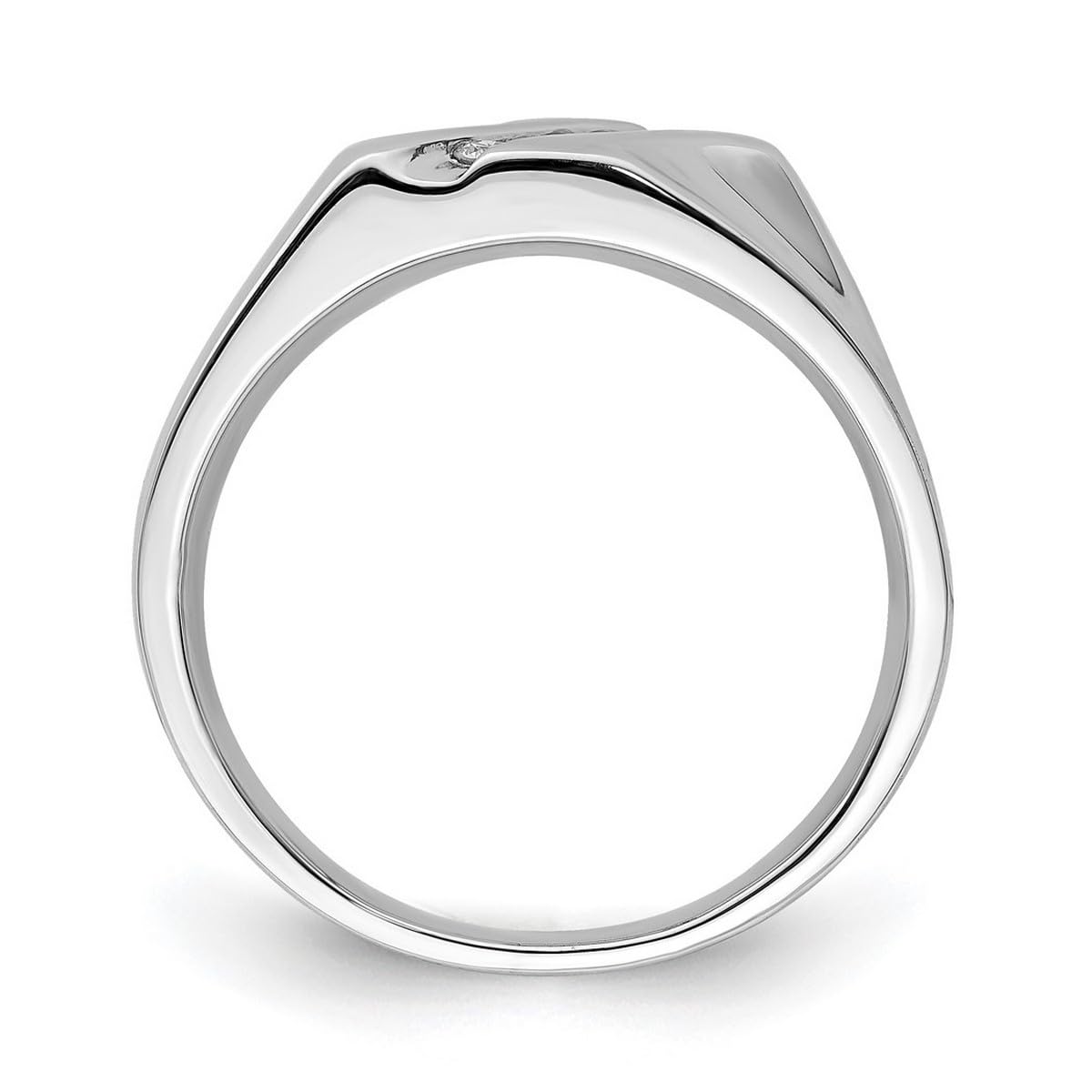 925 Sterling Silver Rhodium Plated Diamond Men's Ring - Polished Wedding Band for Him, Anniversary Gift, Engagement Jewelry for Boyfriend & Husband - Perfect for Proposals, Date Nights & Special Occasions