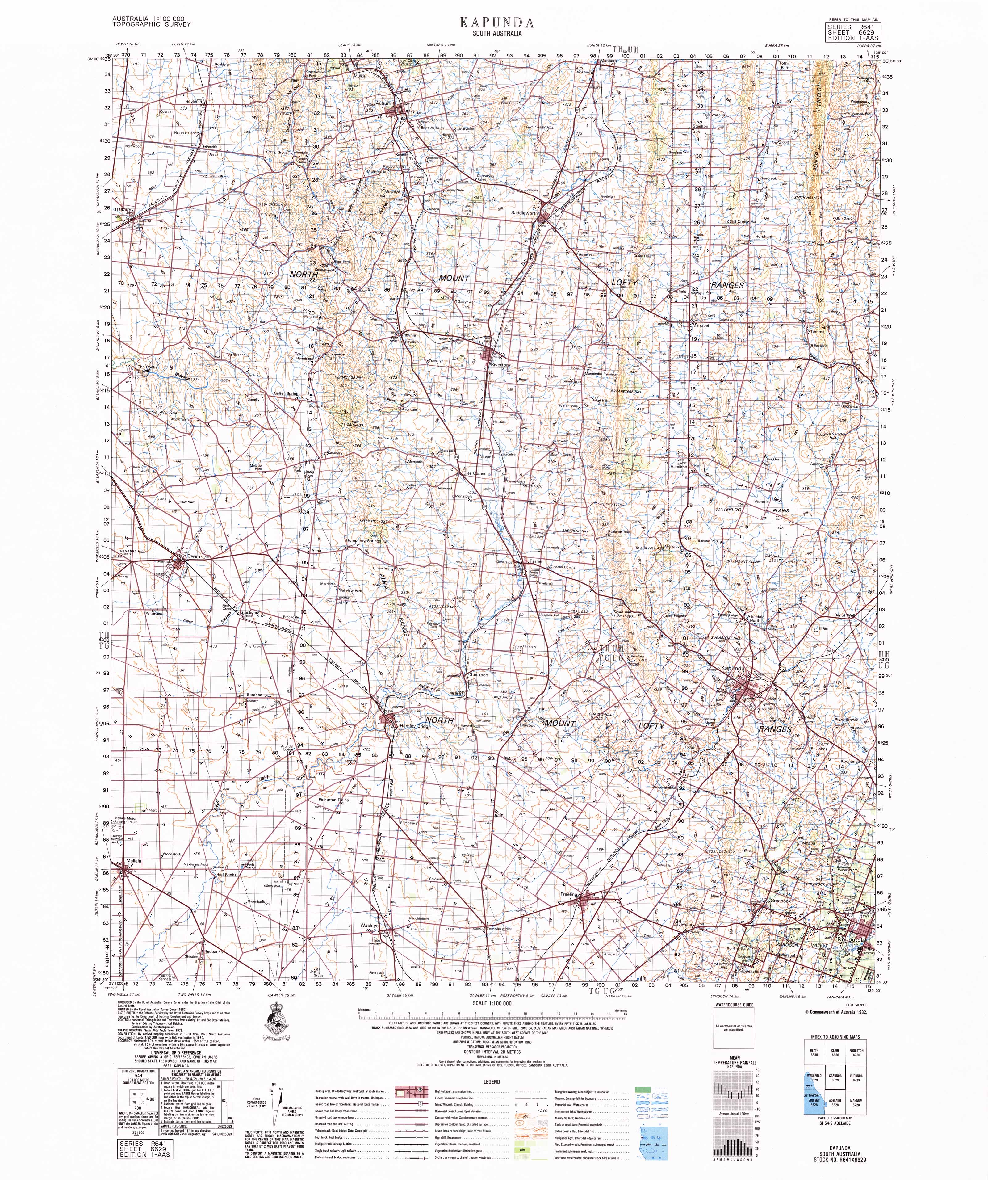 6629 Kapunda 1:100,000 Scale Topographic Map - Hiking, Camping & Outdoor Adventure Navigation in South Australia