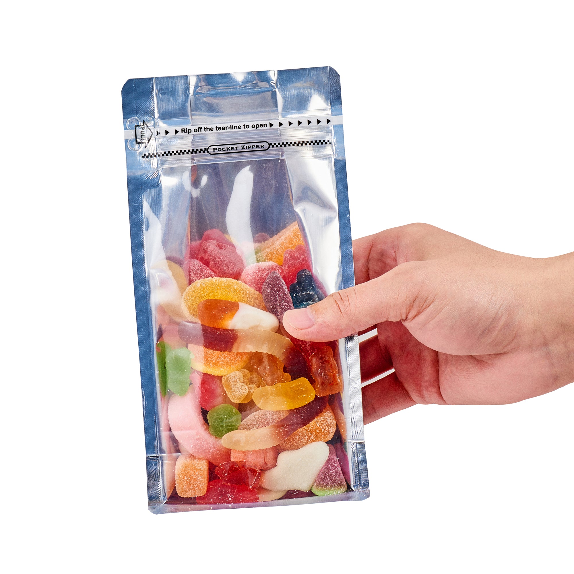 White Plastic Small Snack Bags with Double Seal & Rip Lock - Heat Sealable 8x4x2.5 Inches (100 Count) - Perfect for School Lunches, Party Favors & Food Storage