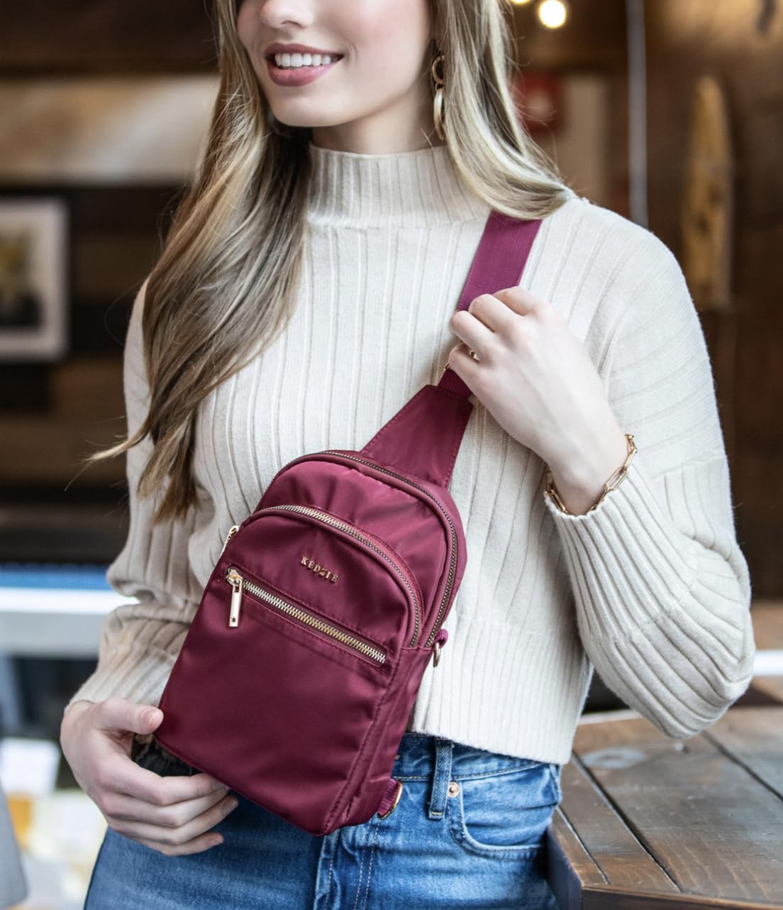 KEDZIE Women's Roundtrip Convertible Sling & Crossbody Bag with Adjustable Strap - Perfect for Travel, Work, and Everyday Use