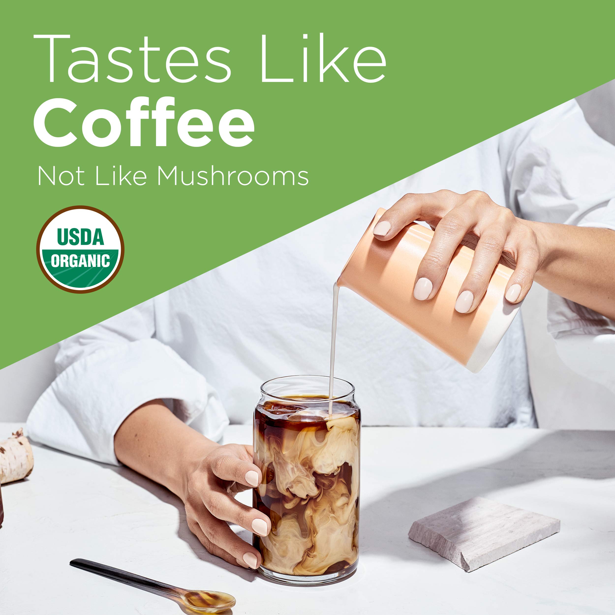 Four Sigmatic Organic Lion's Mane Mushroom Coffee Powder - Brain Boosting Mushroom Elixir for Focus & Memory - Perfect for Morning Energy & Work Productivity