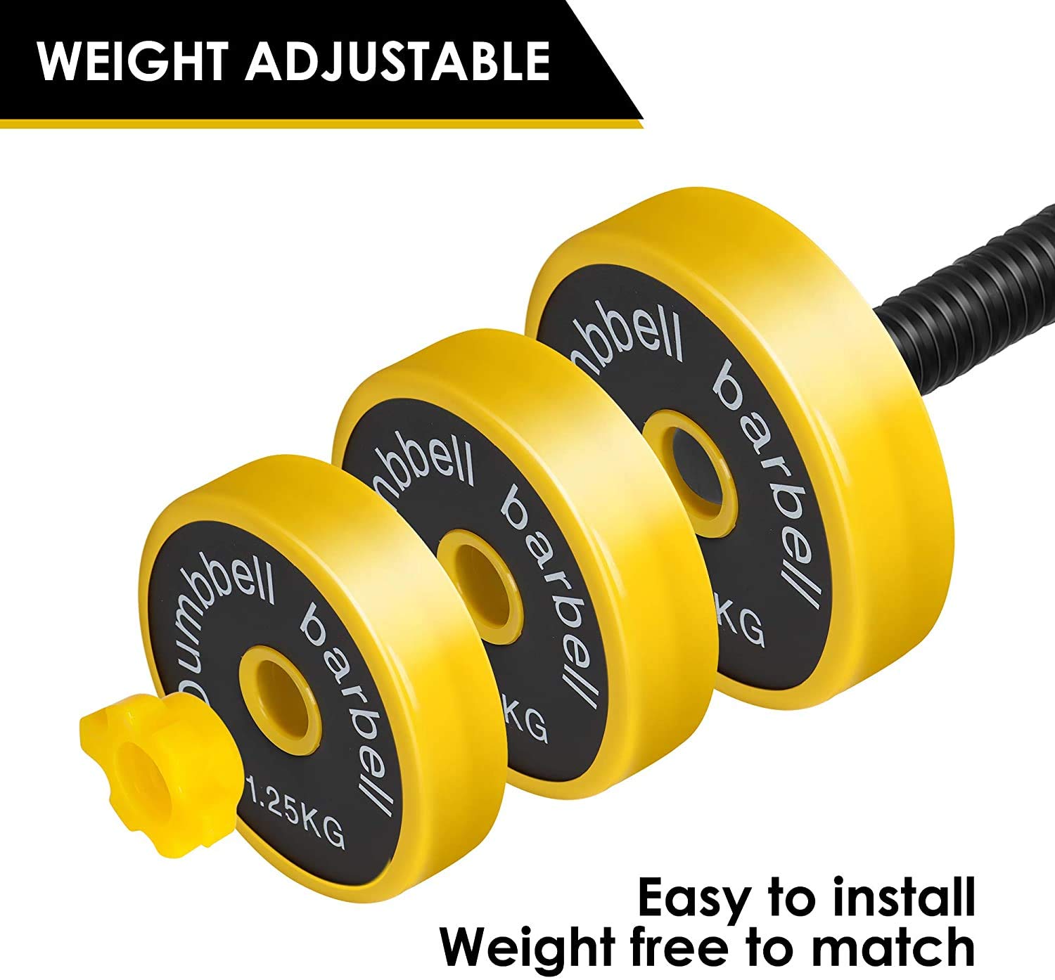 FUXION 44LB Adjustable Dumbbell Set with Barbell Weight Plates - Home Gym Equipment for Strength Training & Fitness Workouts