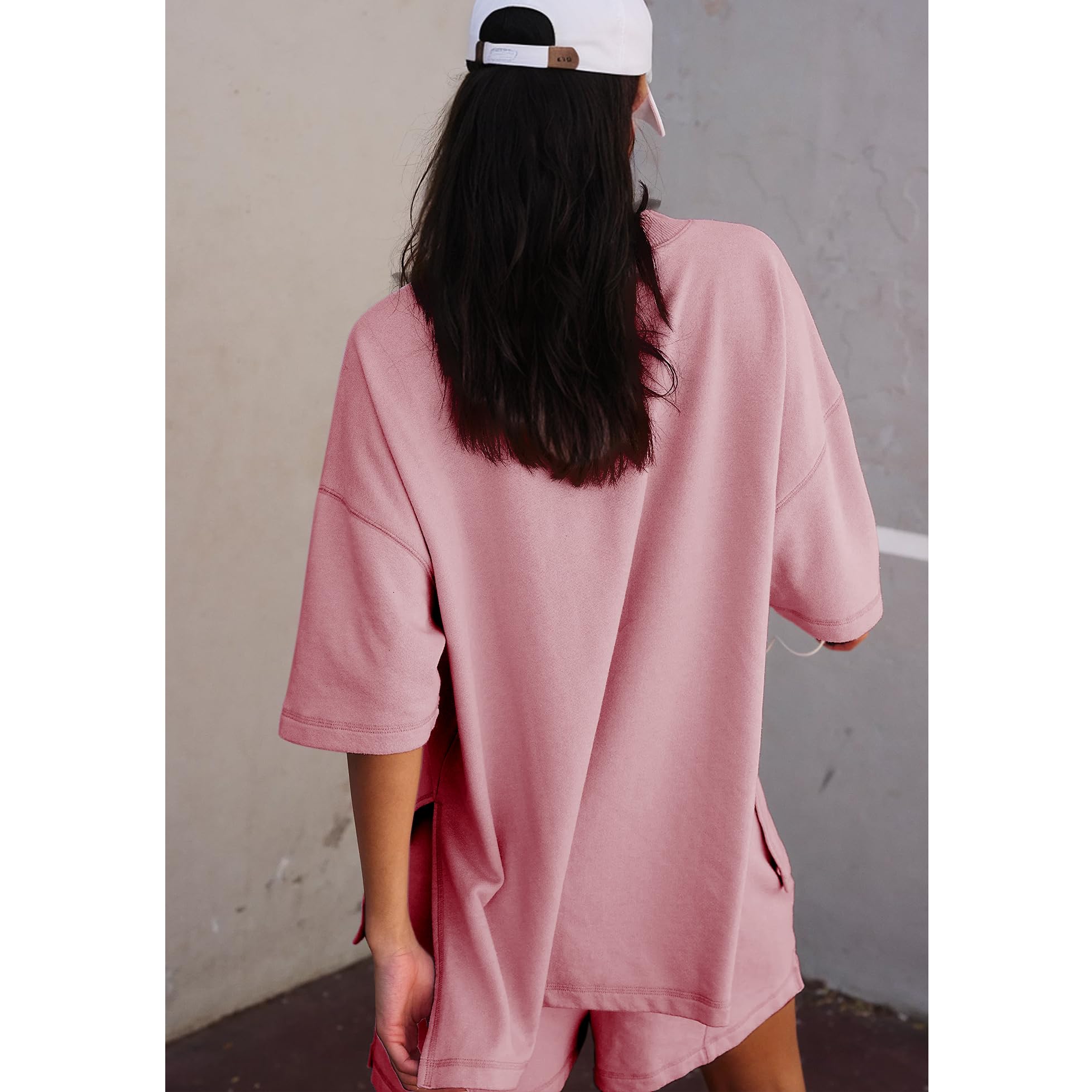 Women's Plus Size 2-Piece Lounge Set - Short Sleeve Cute Top & Shorts | Summer Maternity PJs | Cozy Loungewear for Home, Yoga & Relaxation