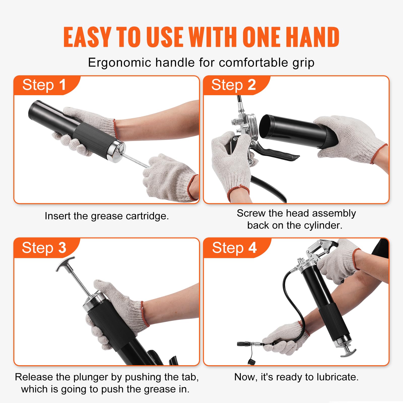 VEVOR Heavy Duty 6000 PSI Pistol Grip Grease Gun - Professional Automotive & Industrial Lubrication Tool for Cars, Trucks, Tractors & Machinery Maintenance