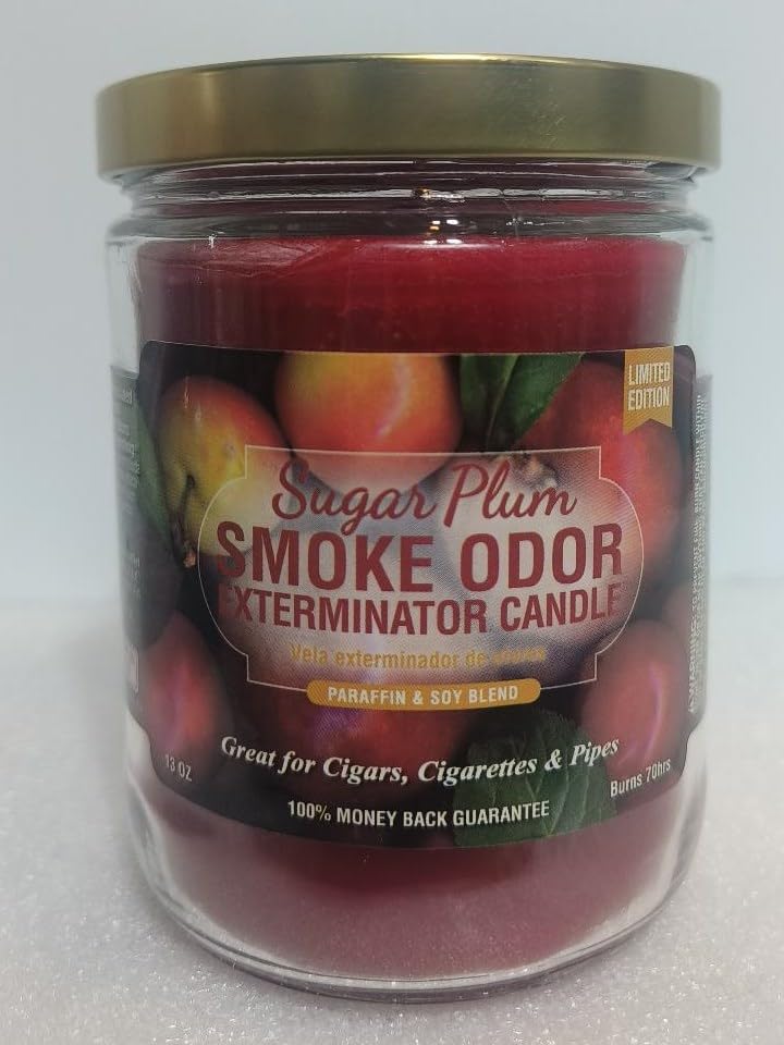 Smoke Odor Eliminator Candle - 13oz Blueberry Dreamz & Sugar Plum Scented Jar Candles Set | Home Air Freshener for Kitchen, Living Room, Bathroom | Natural Odor Neutralizer for Smoke, Pets, Cooking