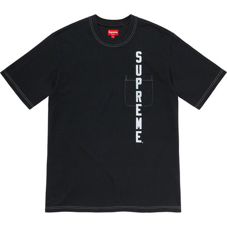 Supreme Contrast Stitch Pocket T-Shirt for Men - Black Cotton Casual Tee - Streetwear Fashion for Everyday Wear & Urban Outfits