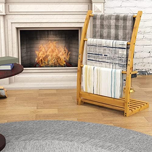 Premium Wooden Freestanding Multi-Tier Towel Rack Stand with Shelf - Bathroom, Bedroom, Gym & Kitchen Towel Holder - Space-Saving Ladder Design for Hand & Bath Towels (Model A41) | Perfect for Small Spaces, Spa-Like Bathrooms & Organized Living Areas