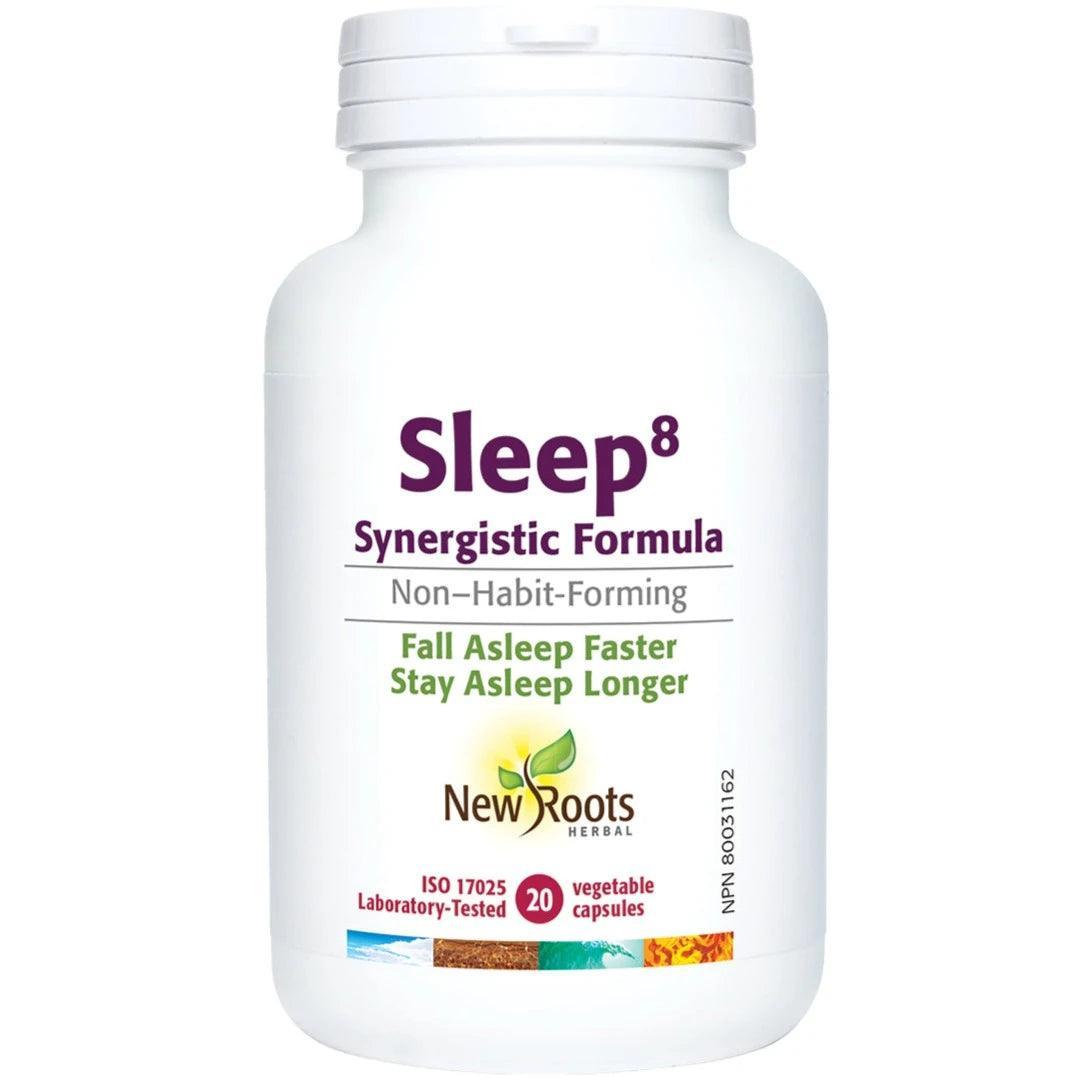 New Roots Sleep 8 - 20 Veggie Caps for Natural Sleep Support | Herbal Sleep Aid for Adults | Promotes Relaxation & Restful Sleep | Use Before Bedtime for Better Sleep Quality