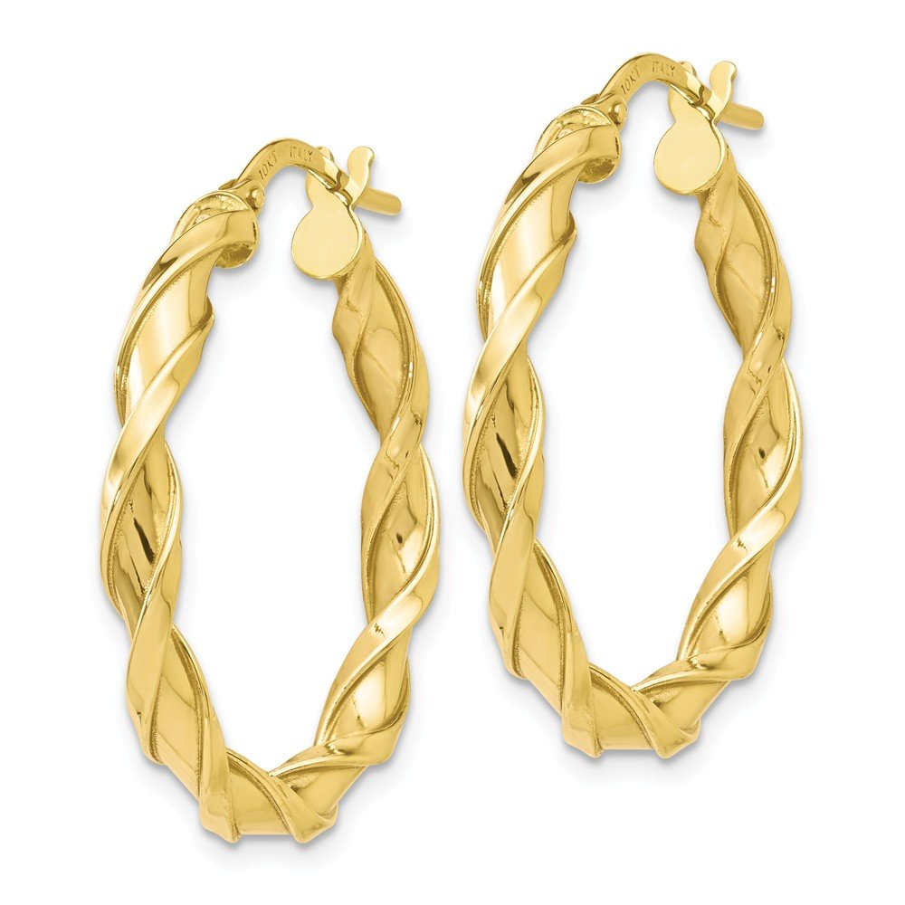 10K Yellow Gold Twisted Hoop Earrings for Women - Classic Polished Design, Durable Solid Gold Jewelry - Perfect for Everyday Wear, Parties & Special Occasions