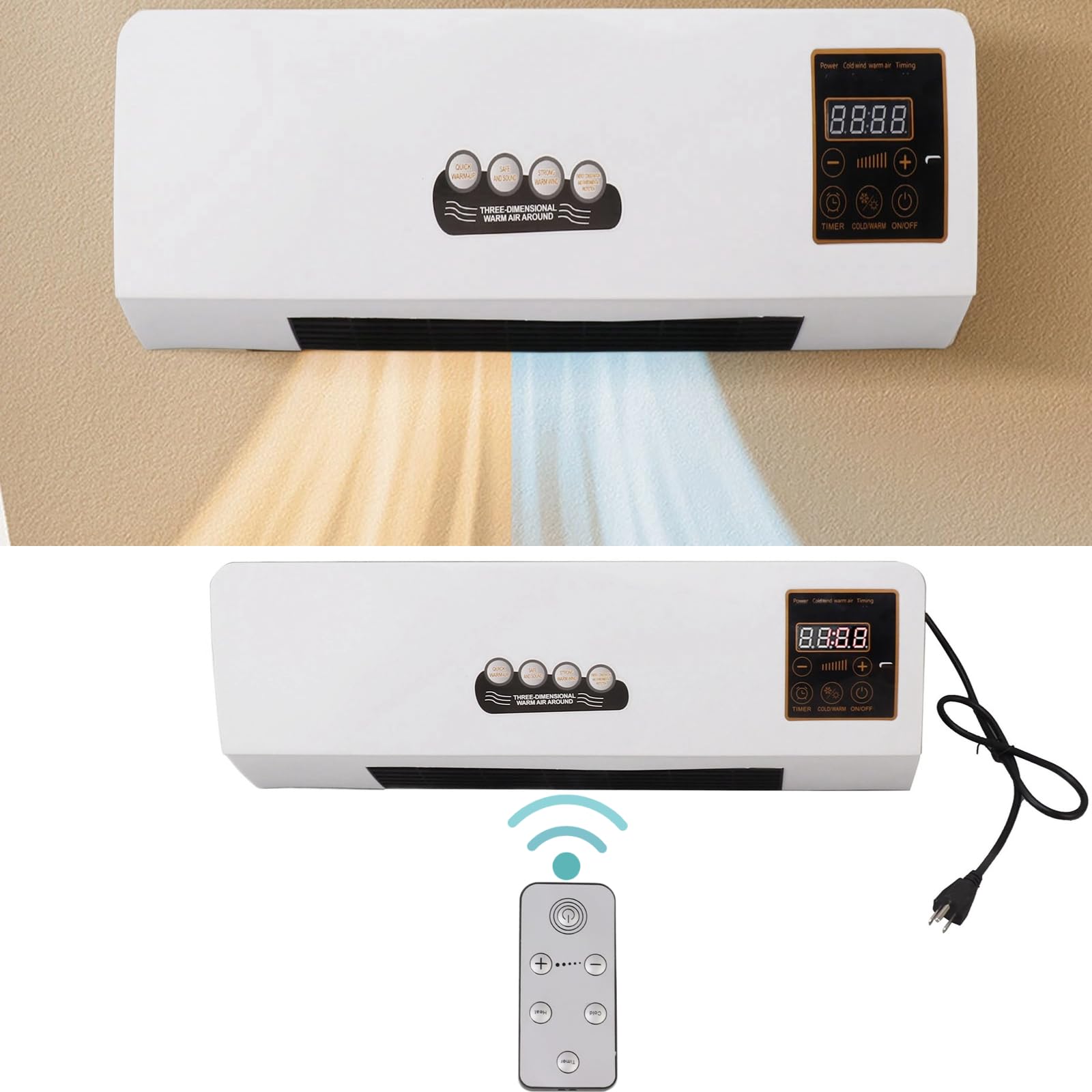 Wall Mounted & Portable AC with Heater - 110V Dual Use Highly Efficient Wide Angle Mobile Small Air Conditioner for Home & Office | Cooling & Heating Solution for Bedrooms, Living Rooms & Small Spaces