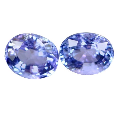 1.50tcw Natural Slightly Purplish Blue Tanzanite Loose Stones - 6x5mm Oval Cut, VS Clarity, Matched Pair for Jewelry Making & Engagement Rings