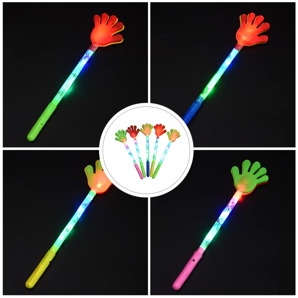 BESPORTBLE 5Pcs Light Up Plastic Hand Clappers - Noise Makers for Parties, Birthday Celebrations, Christmas Favors & Sporting Events - Fun Glow in the Dark Cheering Accessories for Festivals, Concerts and School Events